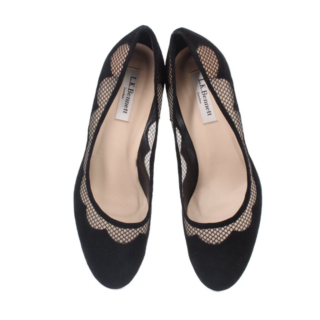 LK Bennett MESH SUEDE HEELS BLACK 39 EU | 9 US
