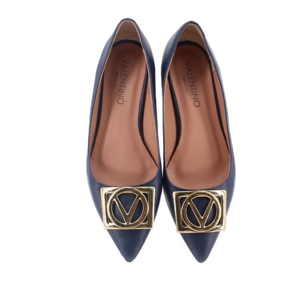 MARIO Valentino FLORA LOGO FLATS NAVY 9 US