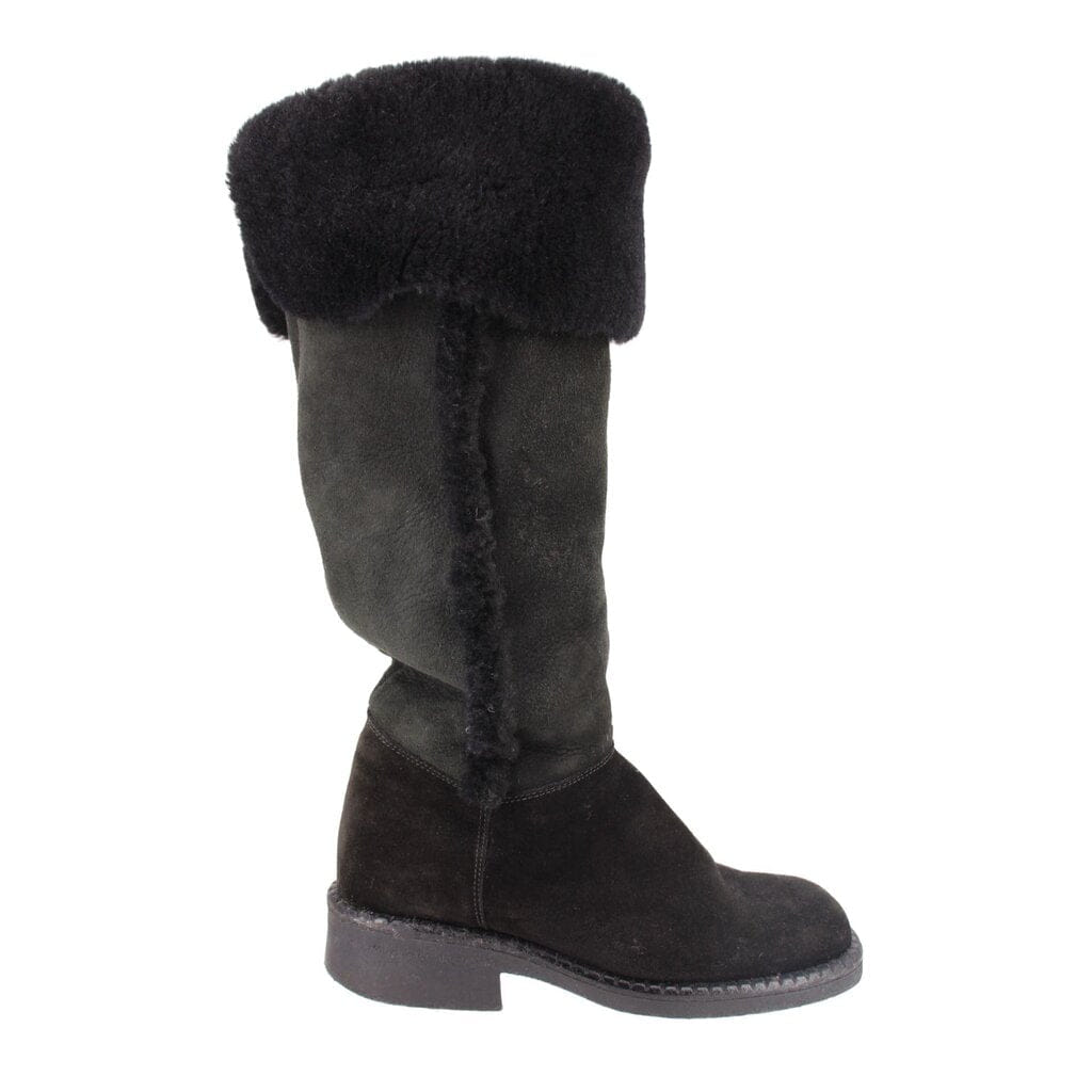 LA Canadienne SHEARLING SUEDE BOOTS BLACK 8 US