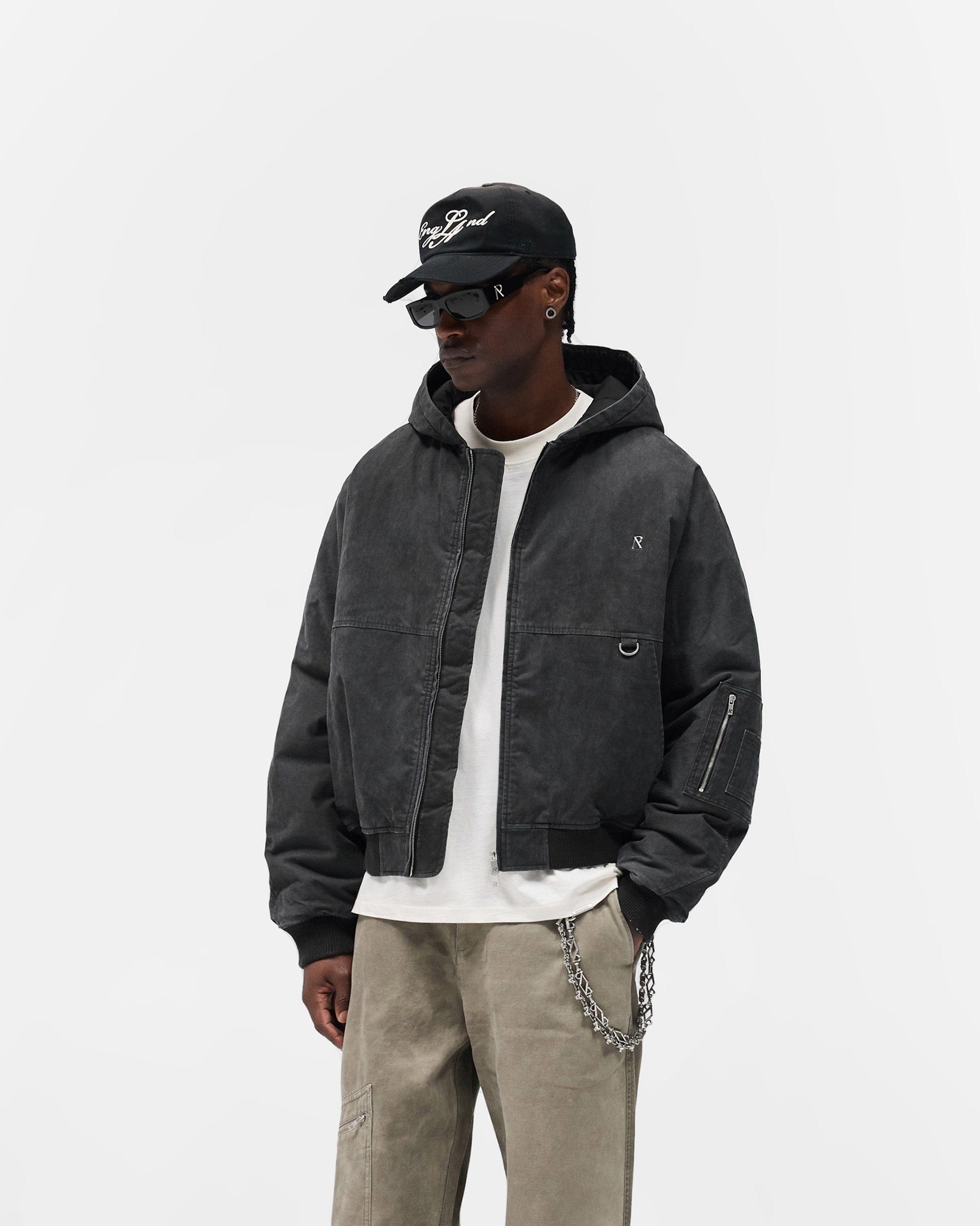 FW25 Hooded Bomber - Washed Black
