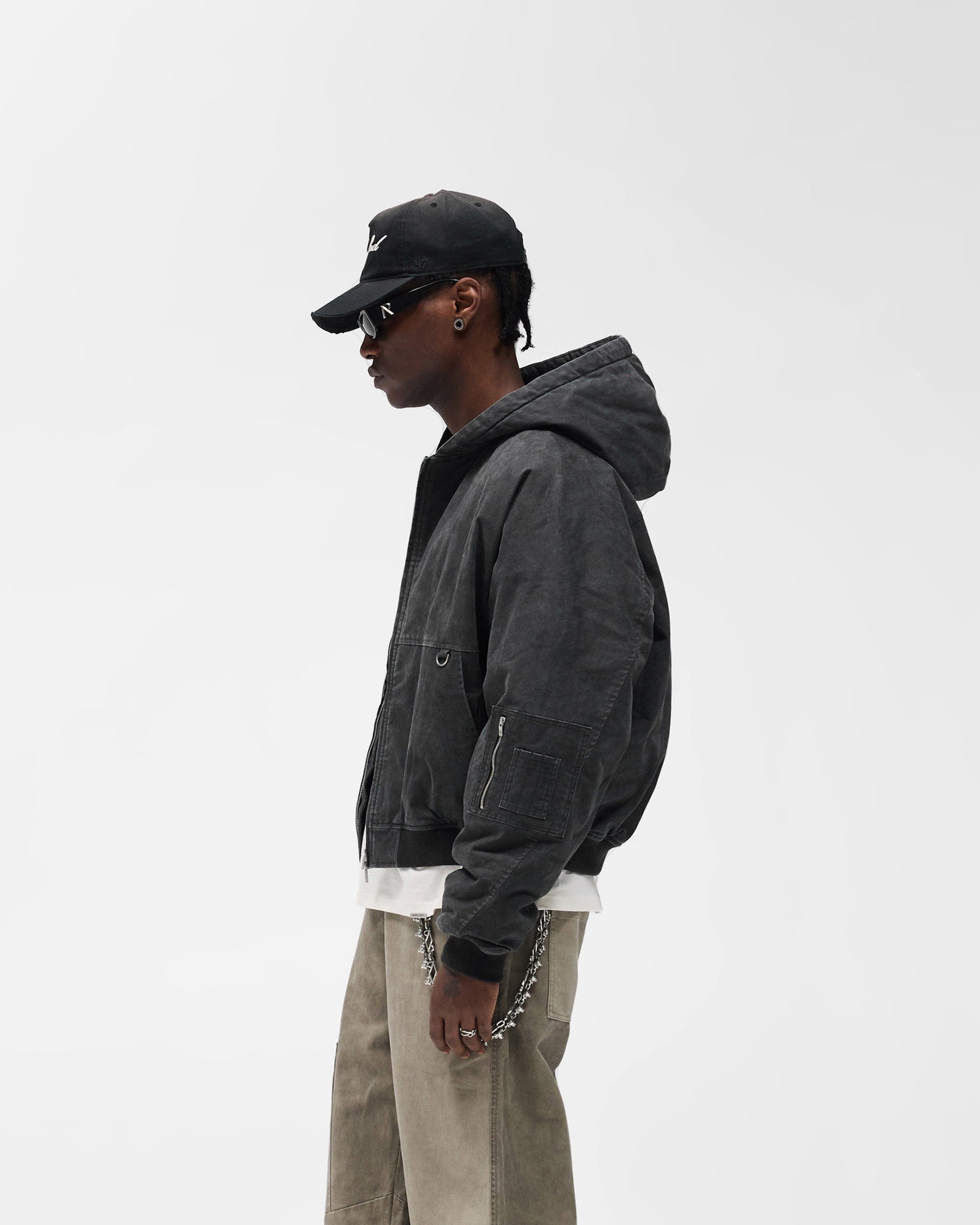 FW25 Hooded Bomber - Washed Black