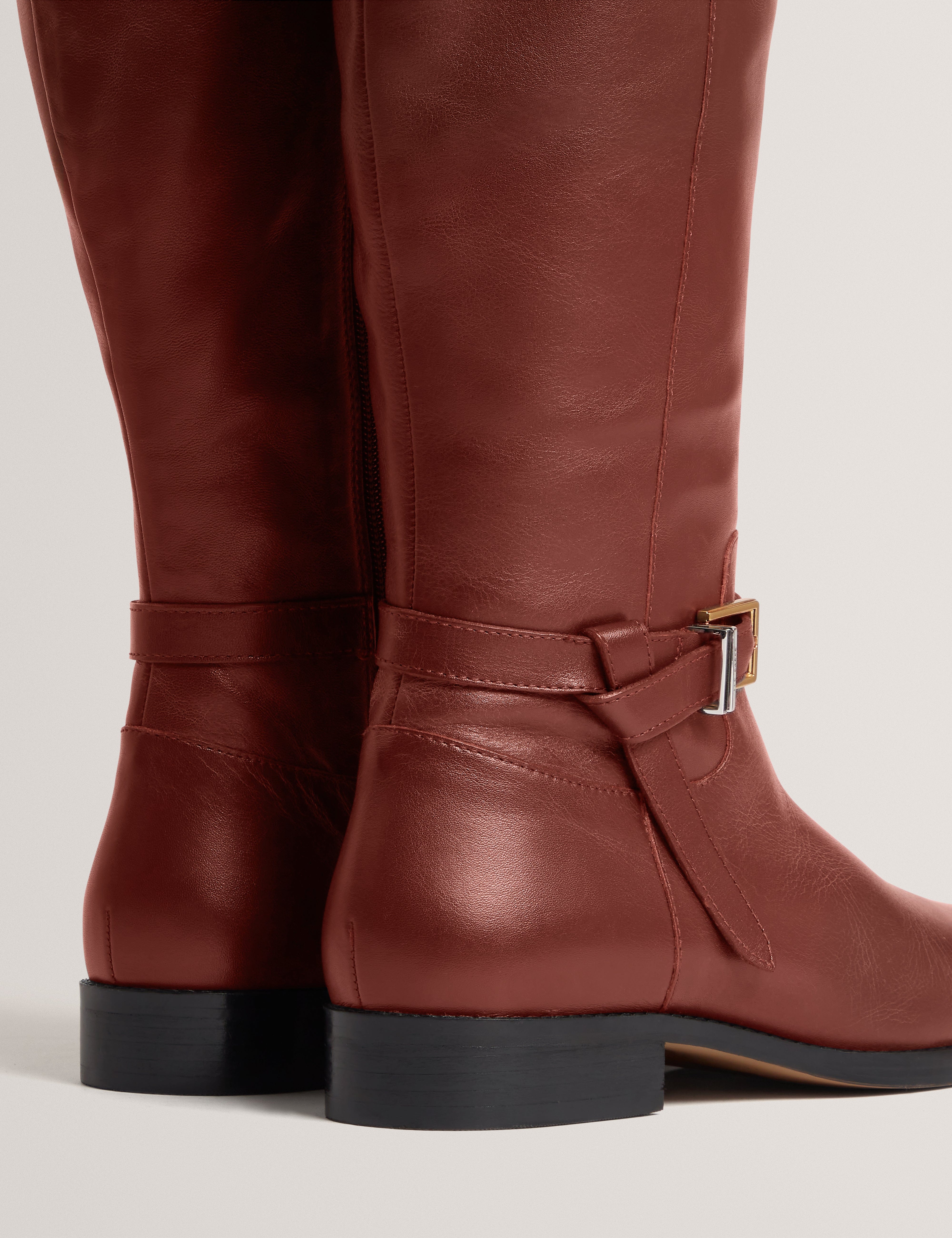 Ted Baker MOV Clorett Belt Detail Riding Flat Boot Tan