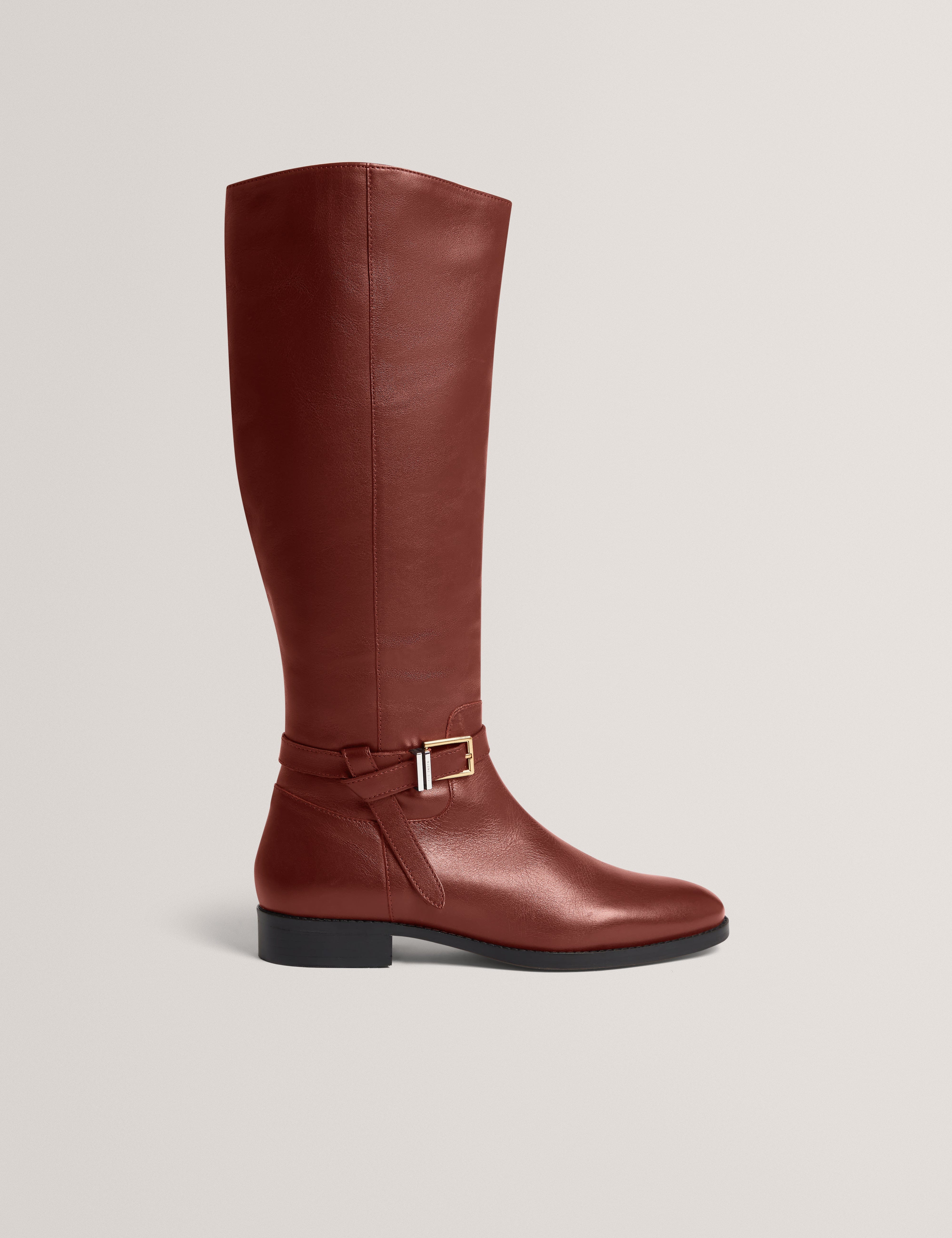 Ted Baker MOV Clorett Belt Detail Riding Flat Boot Tan