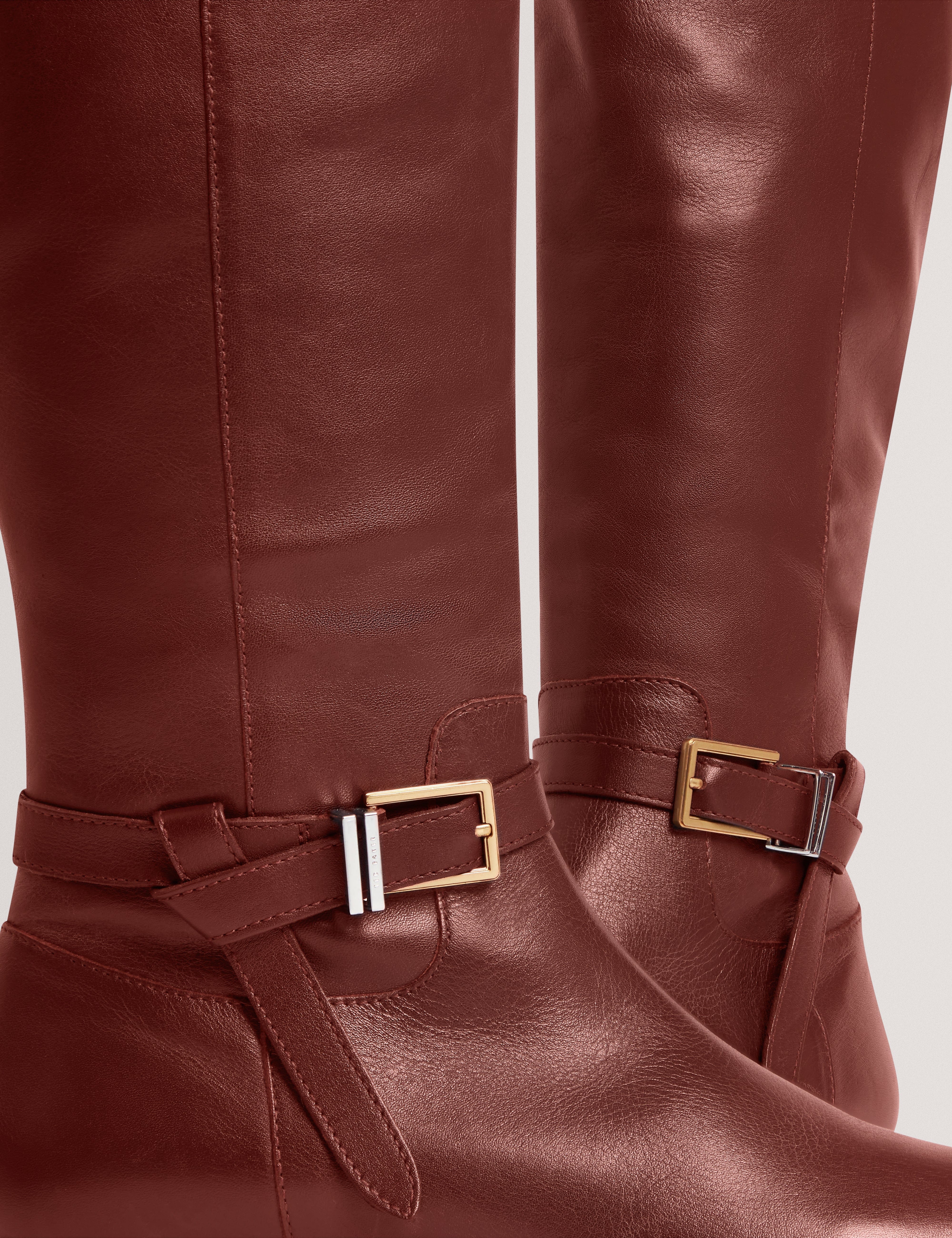 Ted Baker MOV Clorett Belt Detail Riding Flat Boot Tan