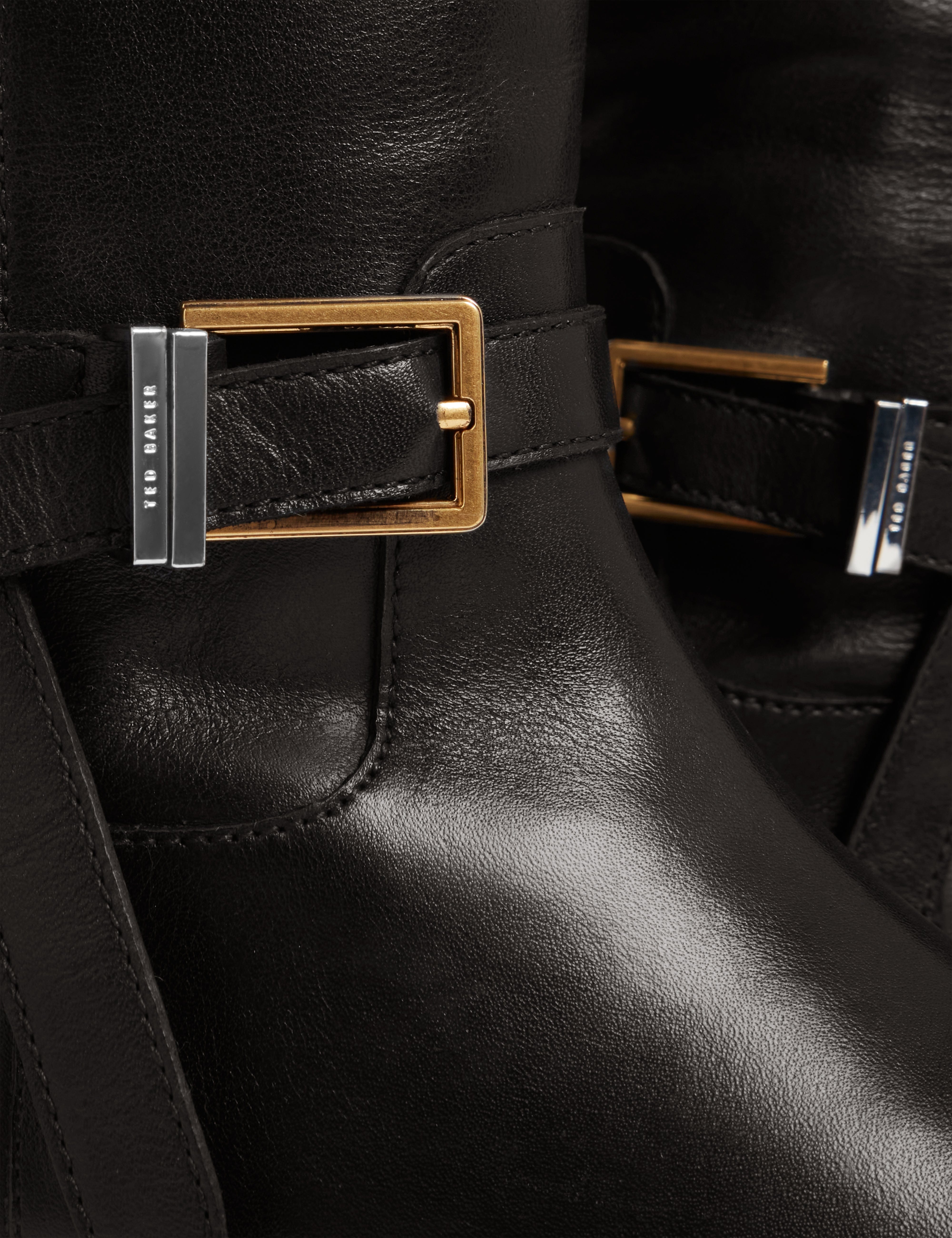 Ted Baker MOV Clorett Belt Detail Riding Flat Boot Black