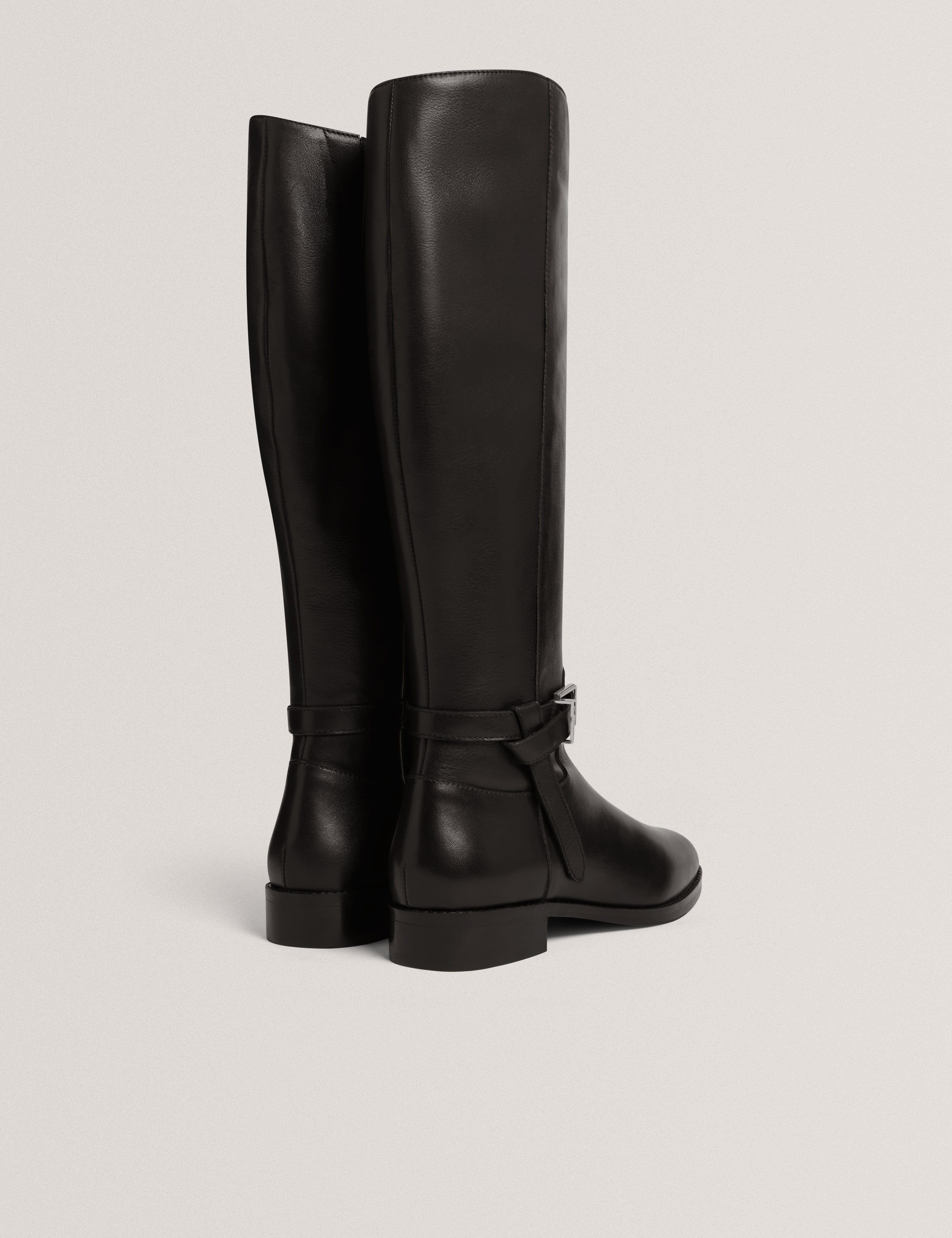 Ted Baker MOV Clorett Belt Detail Riding Flat Boot Black