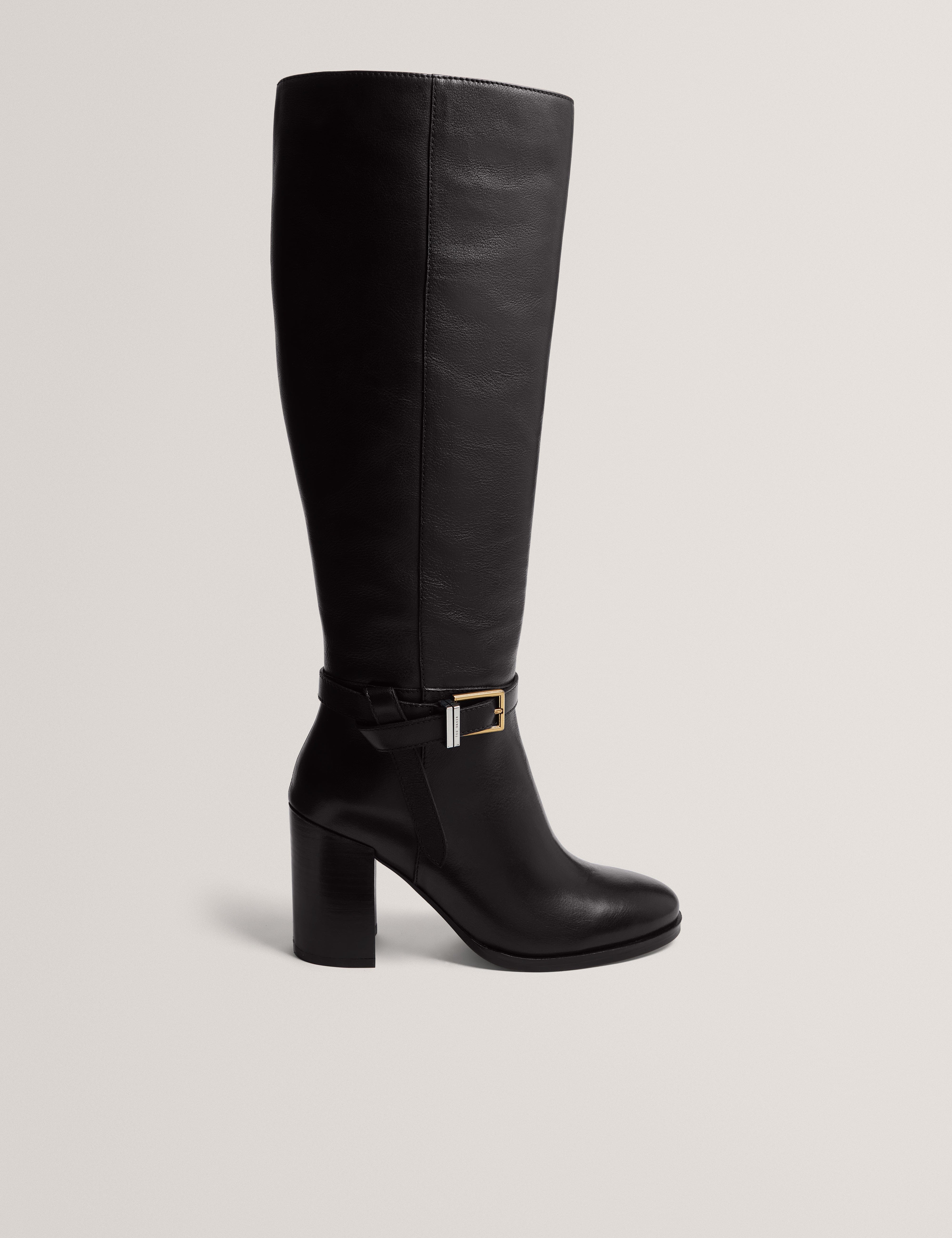 Ted Baker MOV Cloella Belt Detail Over Knee Boot Black
