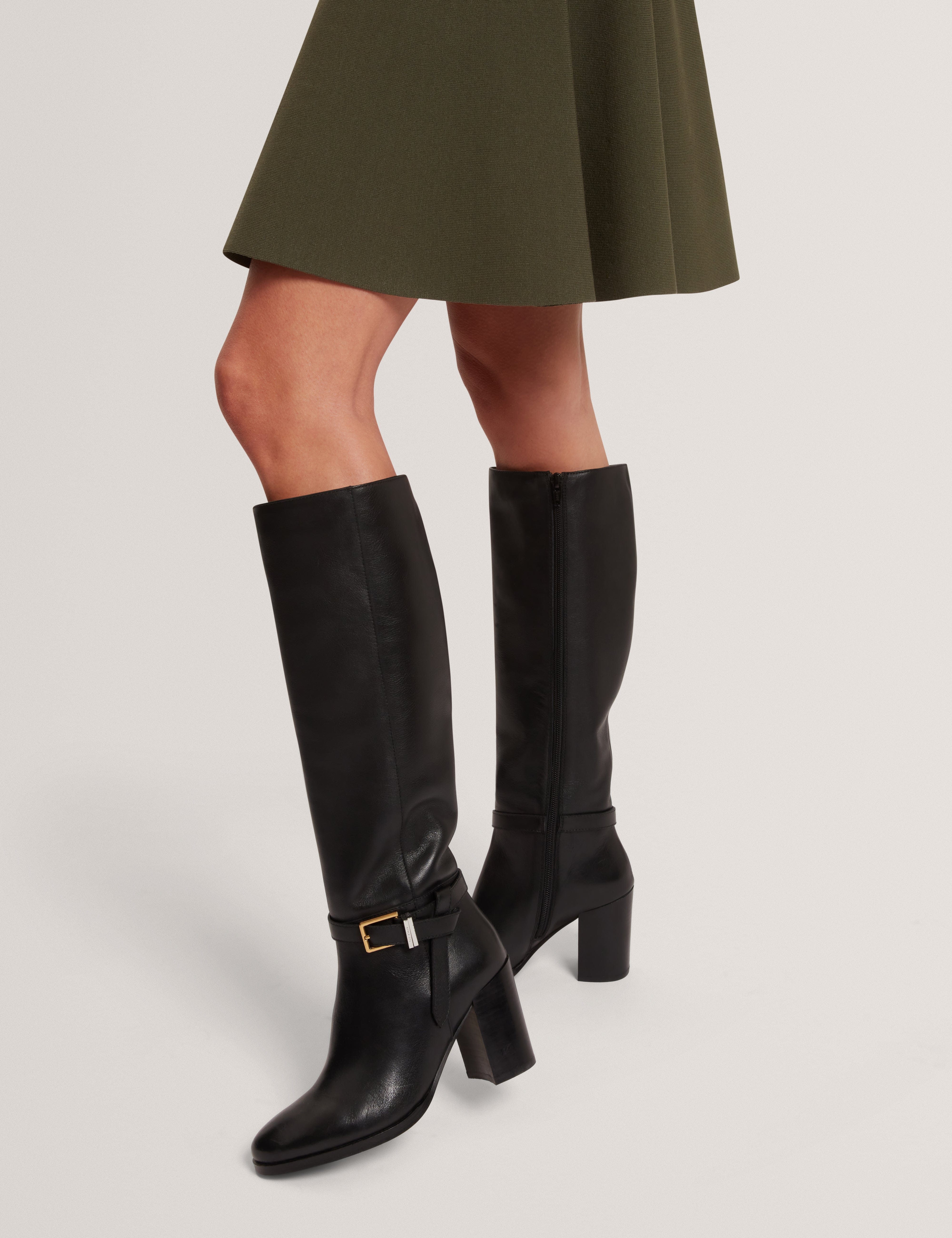 Ted Baker MOV Cloella Belt Detail Over Knee Boot Black