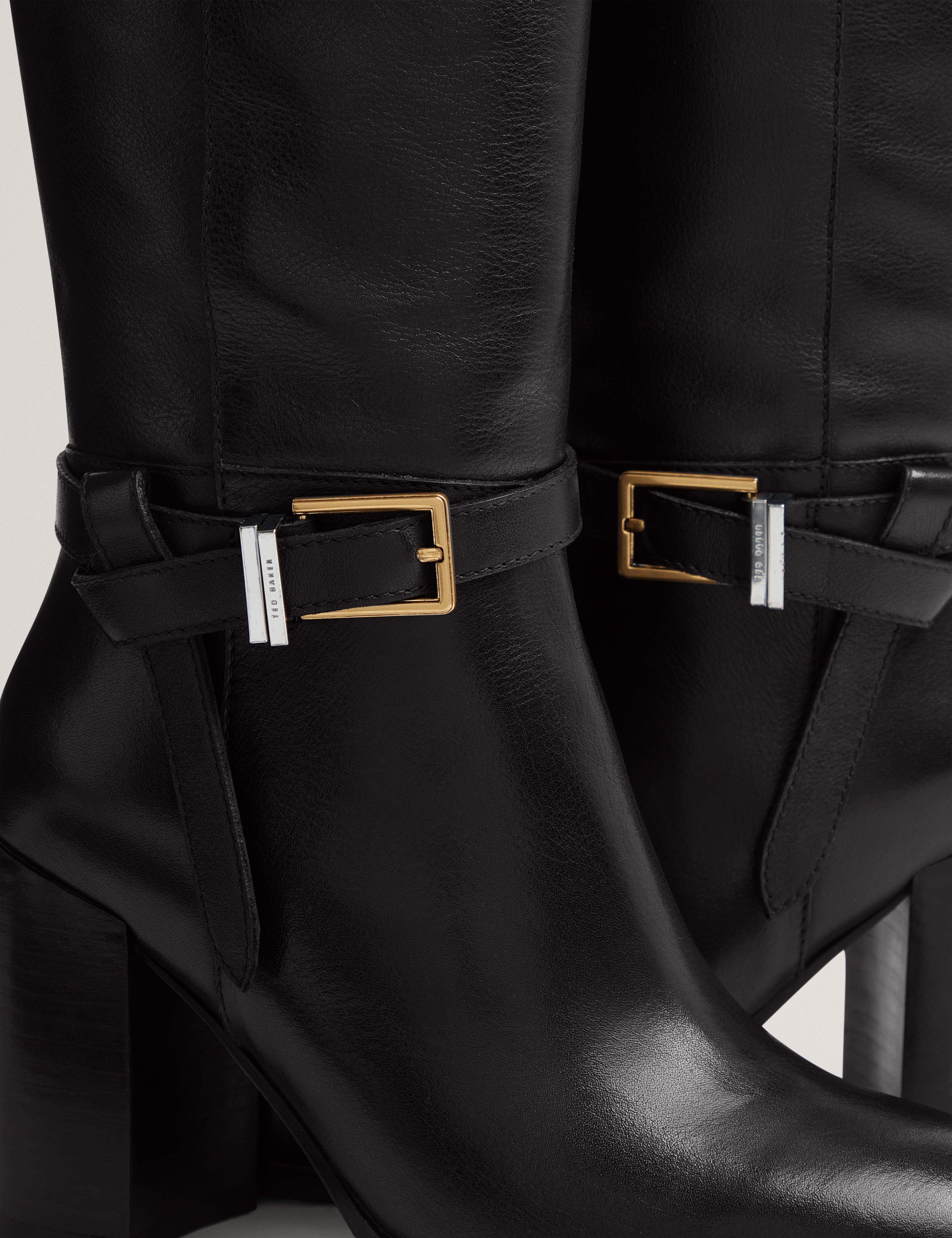 Ted Baker MOV Cloella Belt Detail Over Knee Boot Black