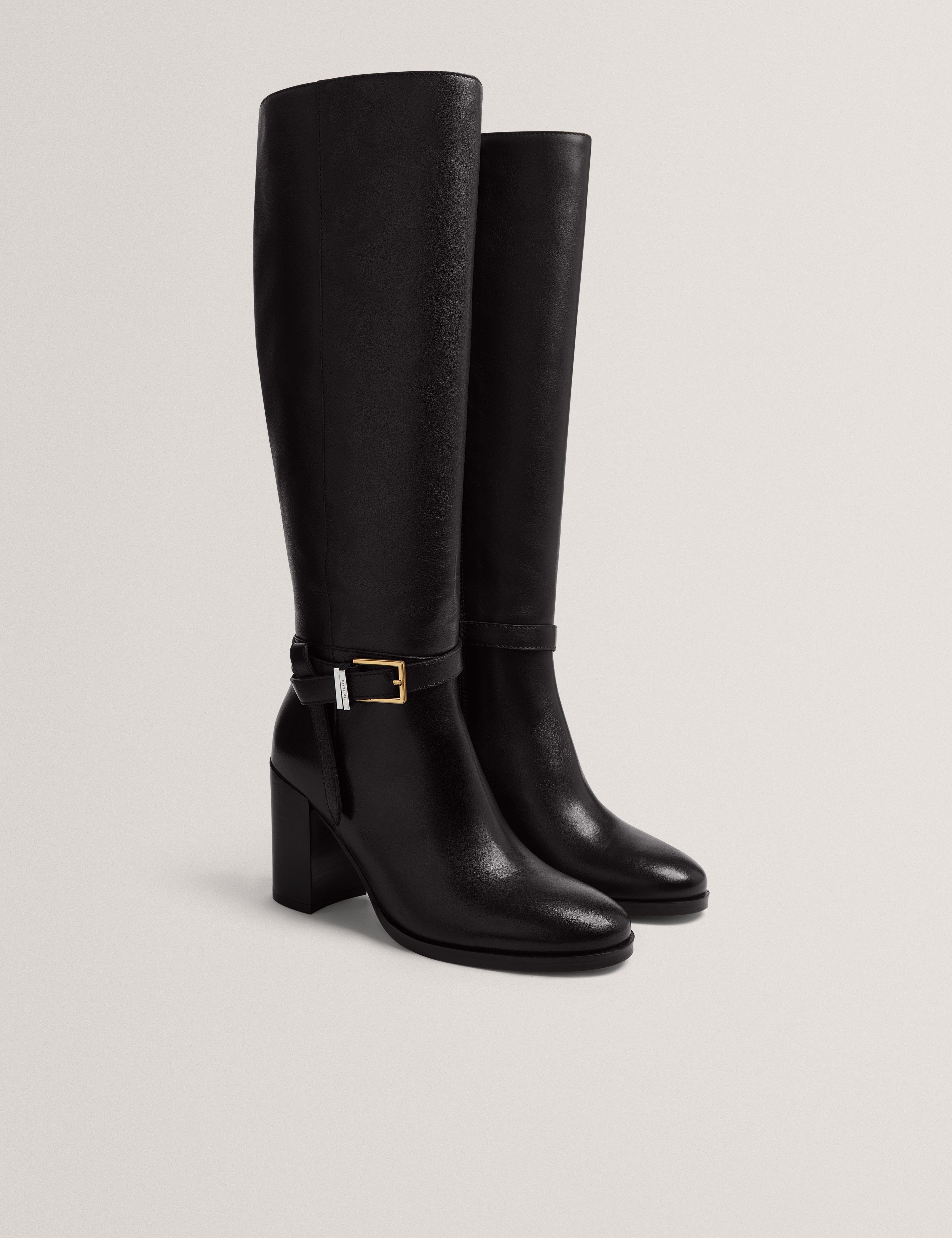 Ted Baker MOV Cloella Belt Detail Over Knee Boot Black