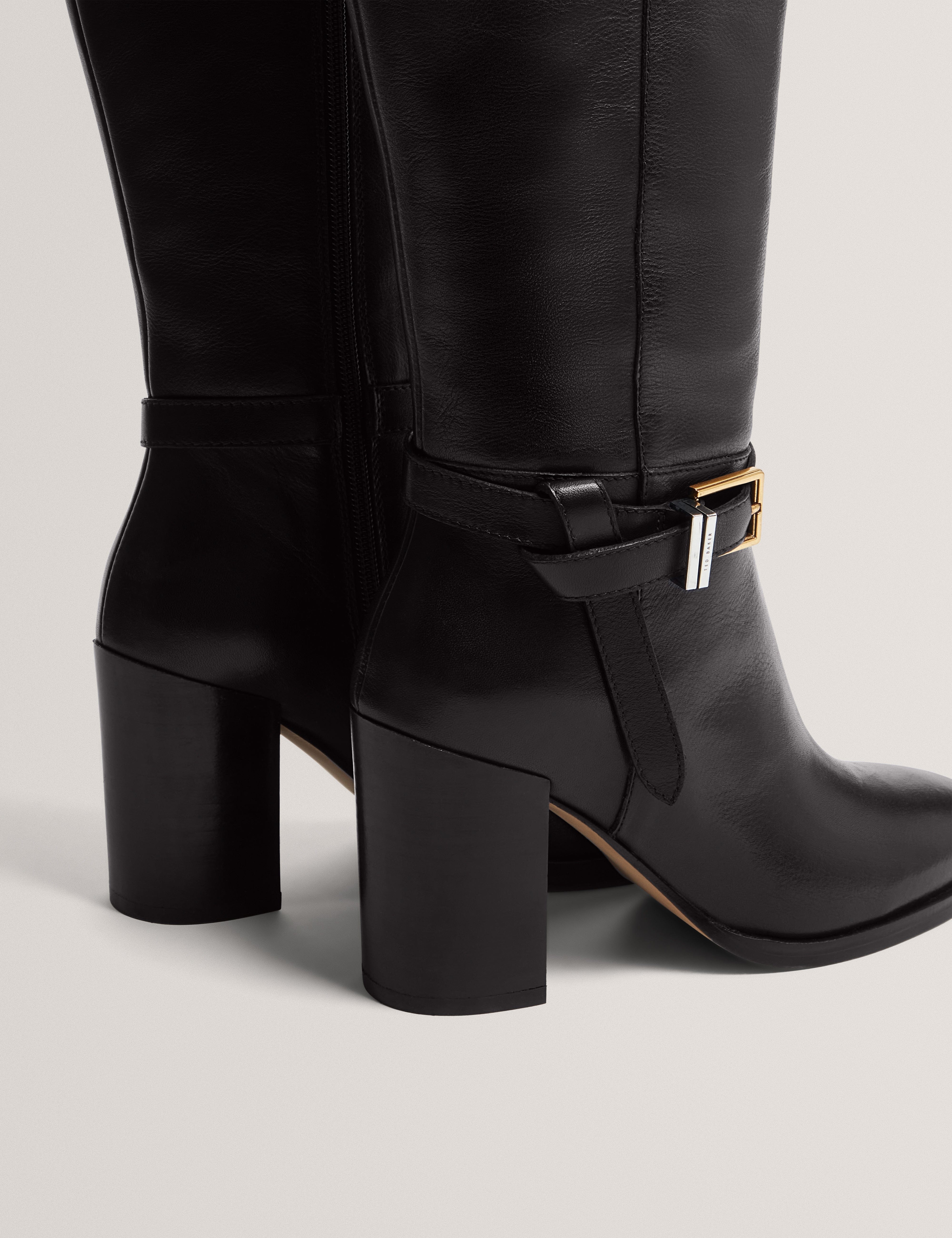 Ted Baker MOV Cloella Belt Detail Over Knee Boot Black