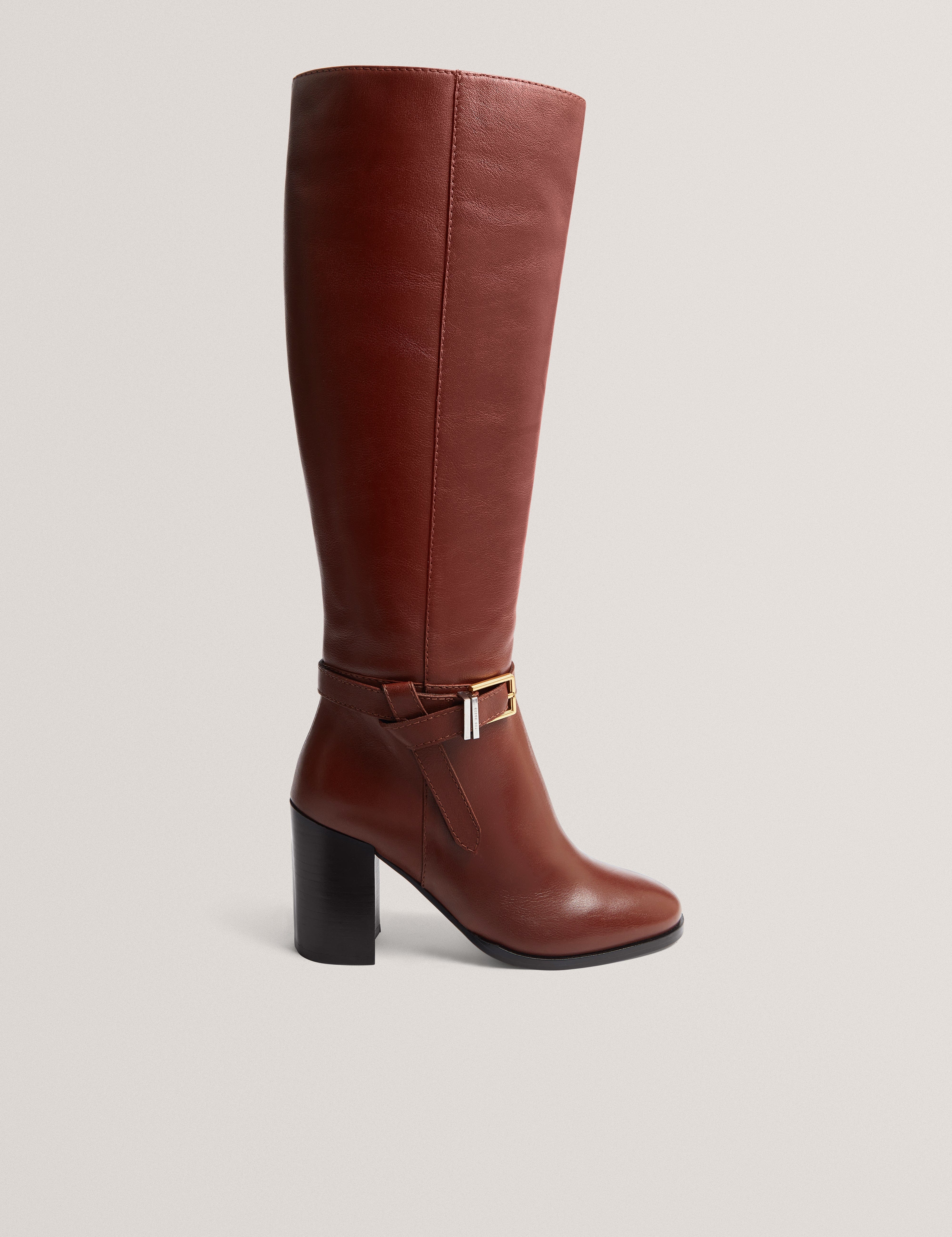Ted Baker MOV Cloella Belt Detail Over Knee Boot Tan
