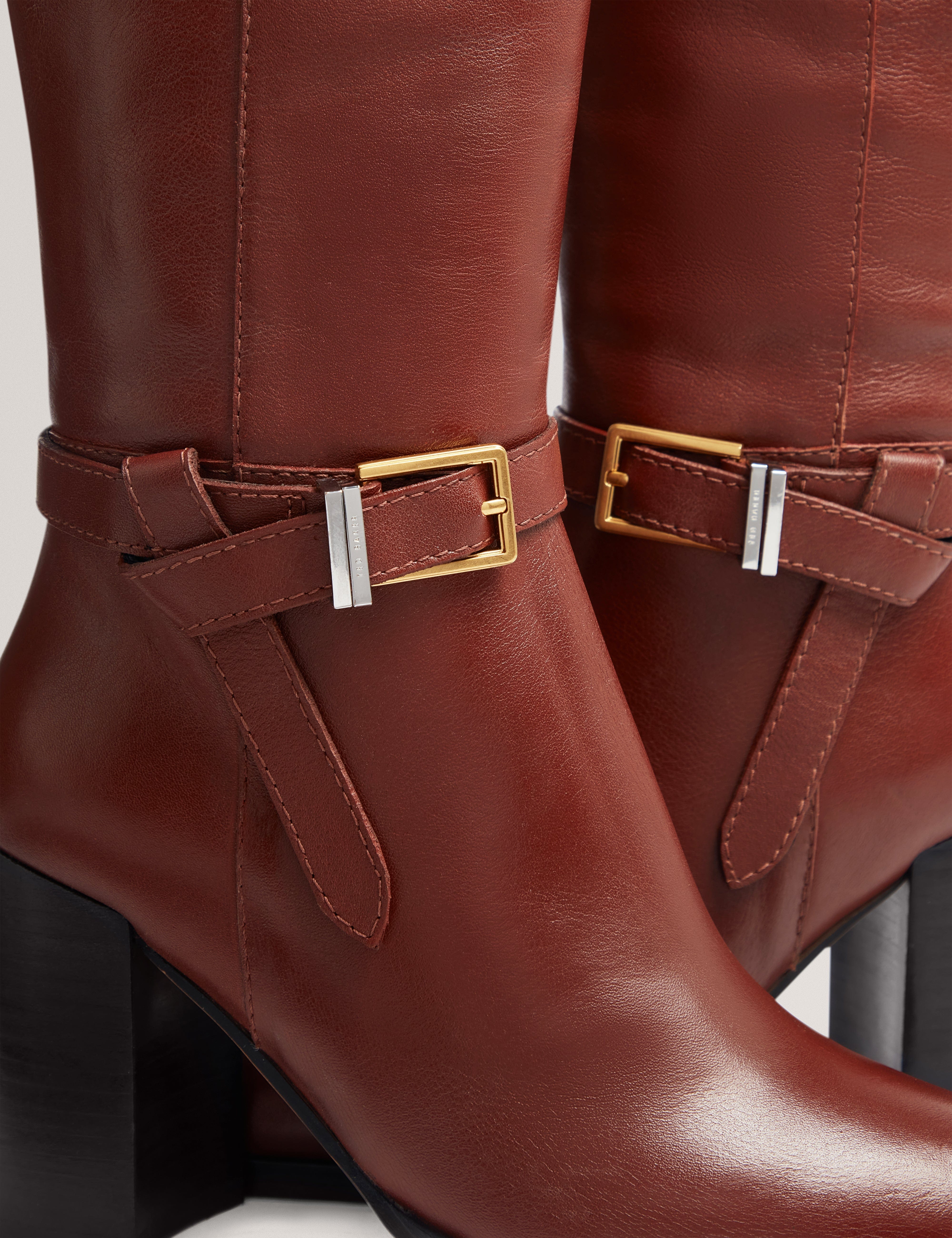 Ted Baker MOV Cloella Belt Detail Over Knee Boot Tan