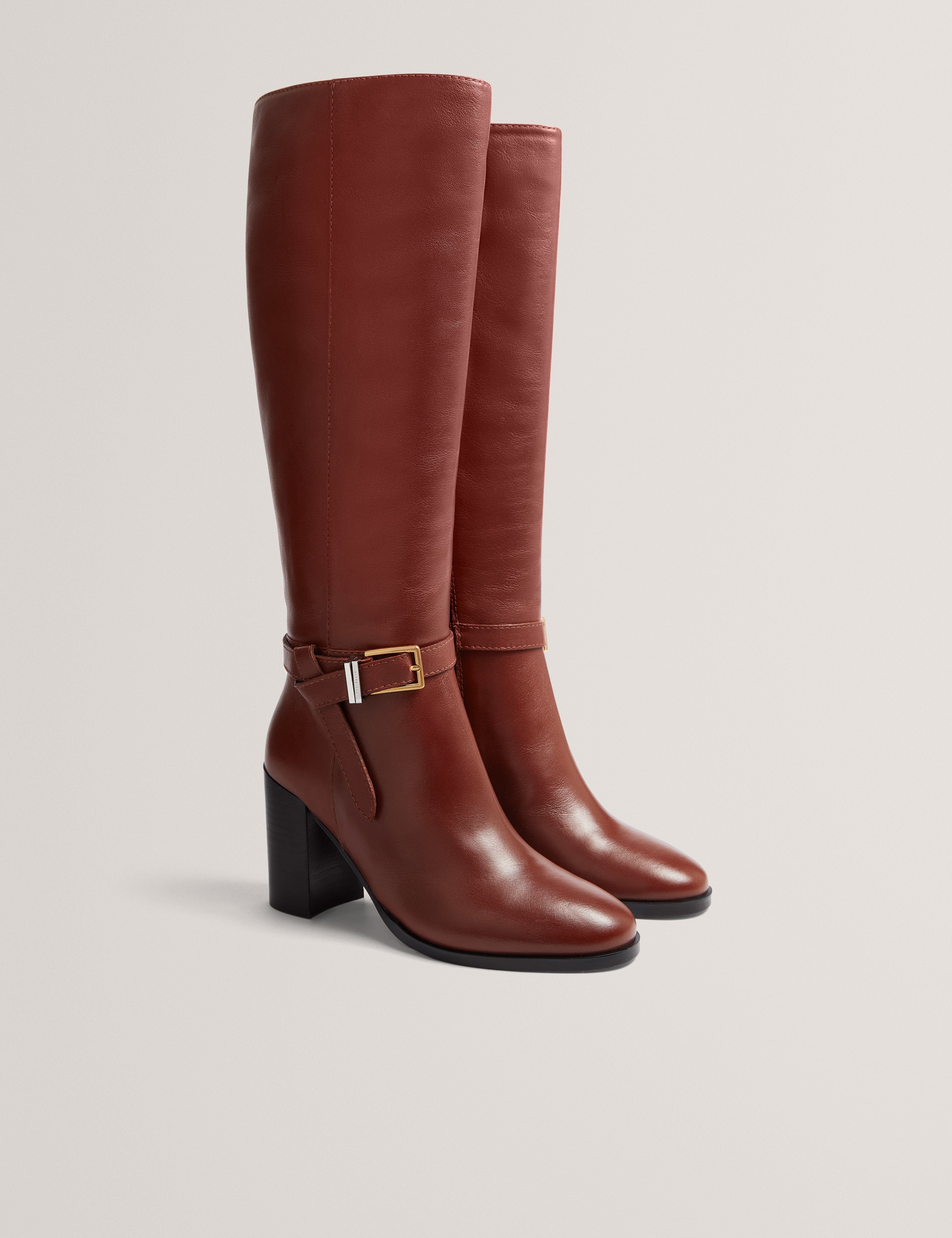 Ted Baker MOV Cloella Belt Detail Over Knee Boot Tan