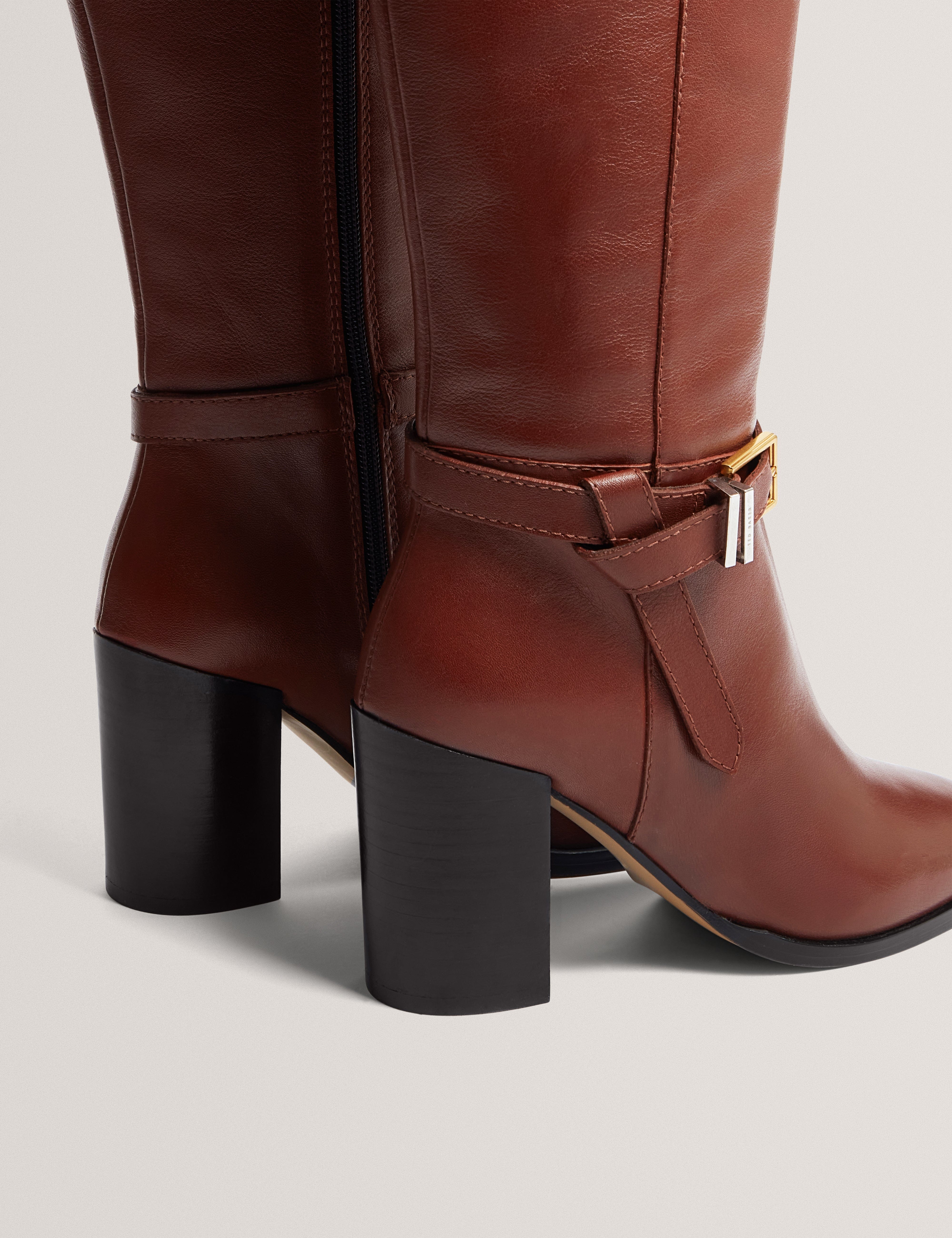 Ted Baker MOV Cloella Belt Detail Over Knee Boot Tan