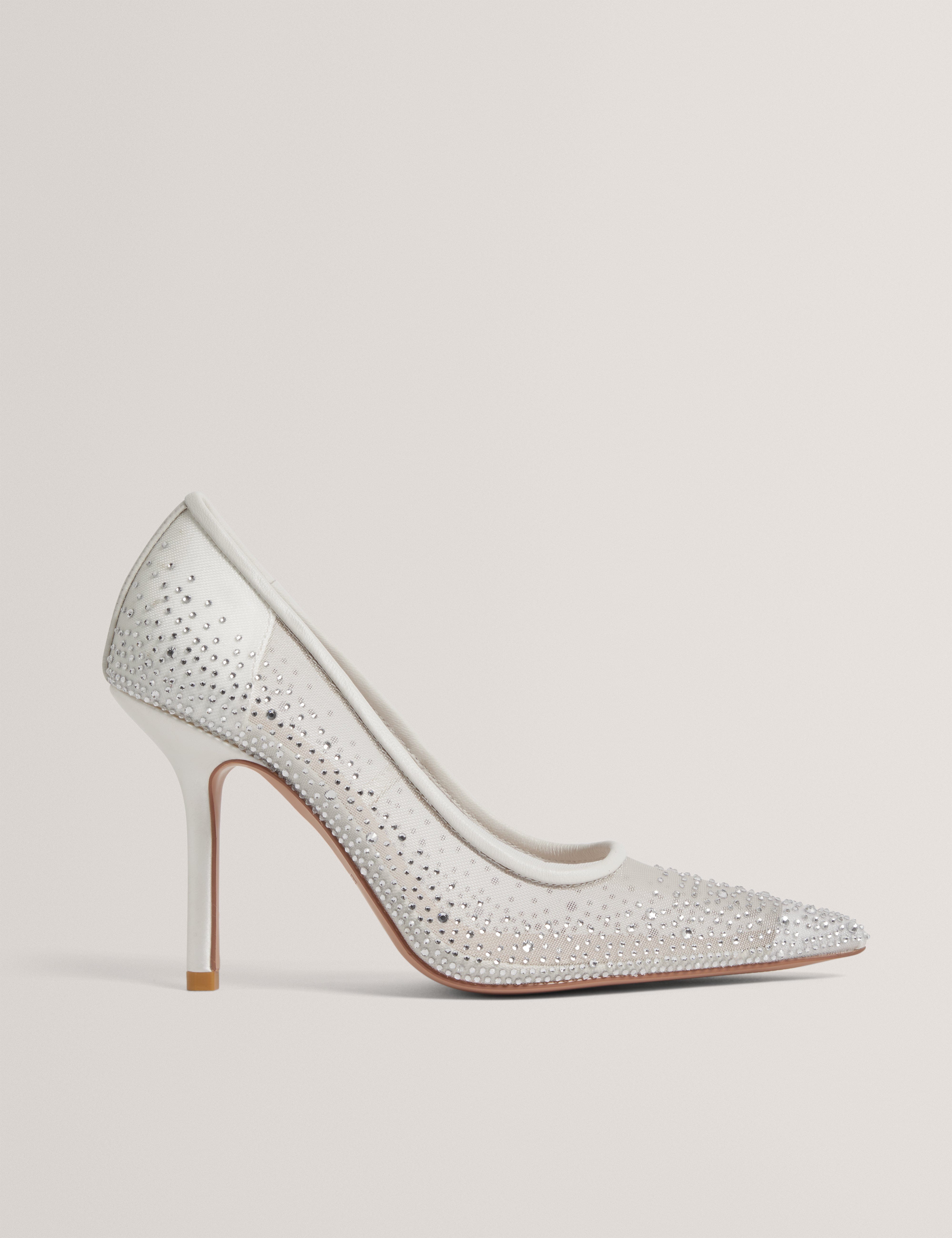 SHOE Criista Crystal Mesh Heel Shoe Ivory
