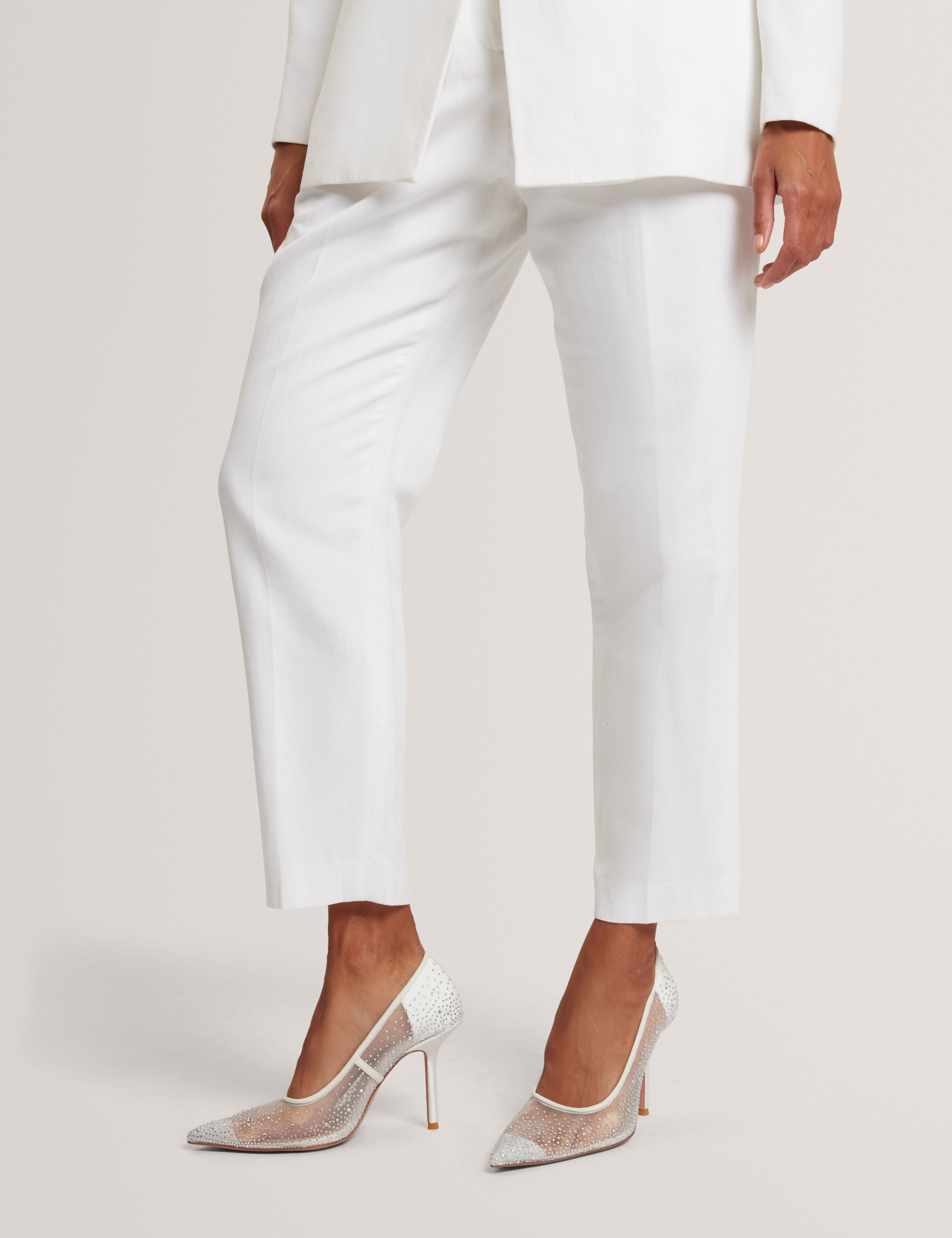 SHOE Criista Crystal Mesh Heel Shoe Ivory