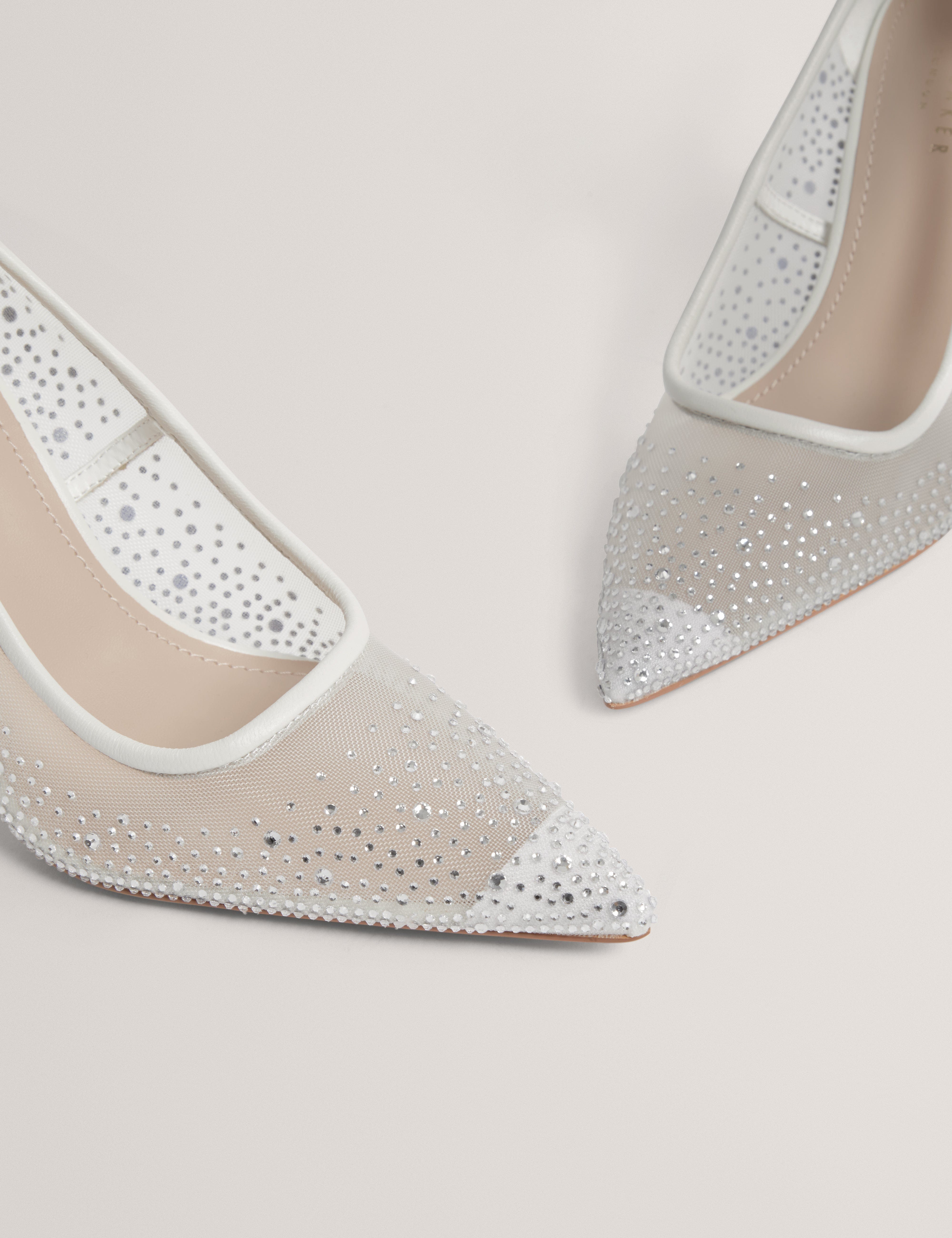 SHOE Criista Crystal Mesh Heel Shoe Ivory