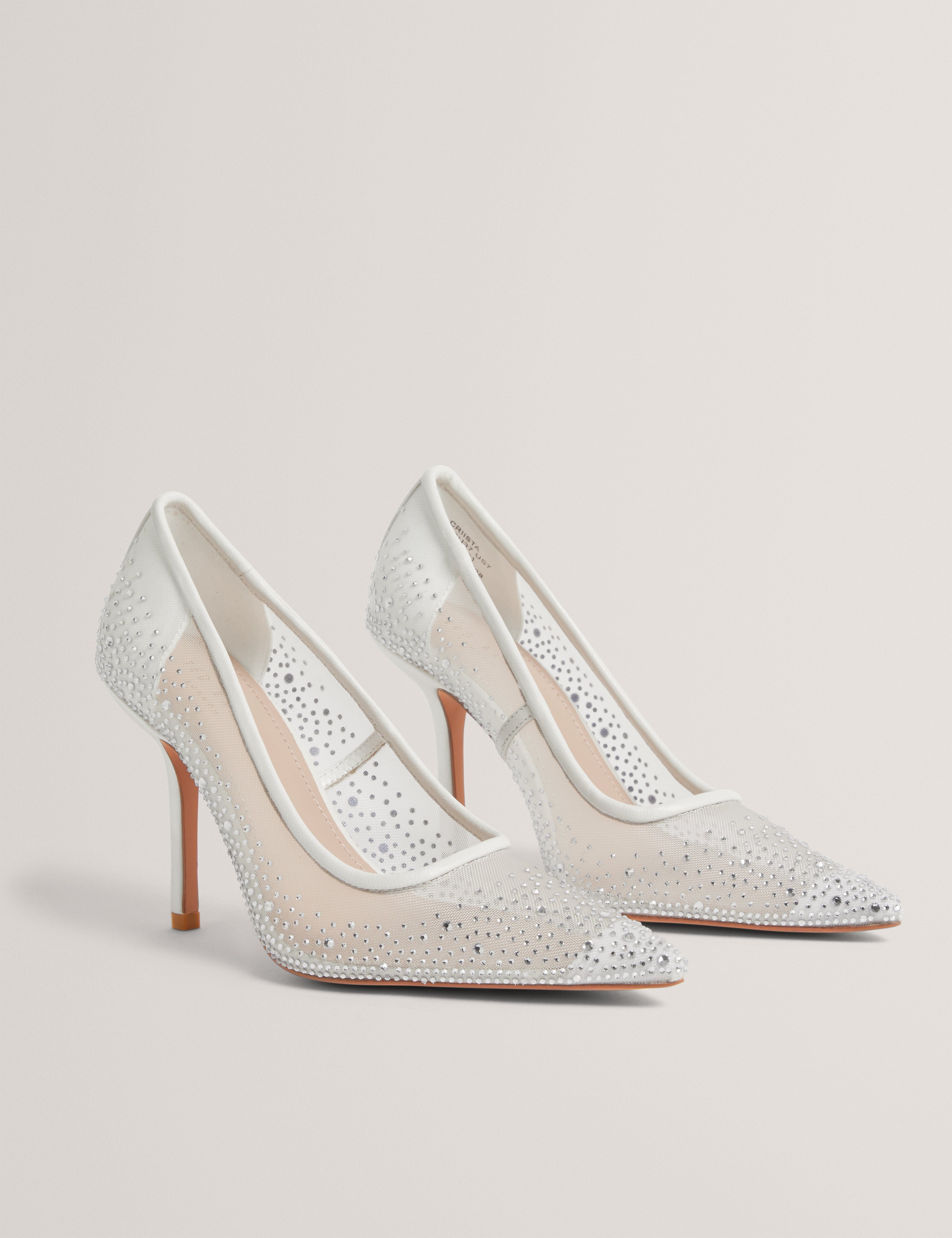 SHOE Criista Crystal Mesh Heel Shoe Ivory
