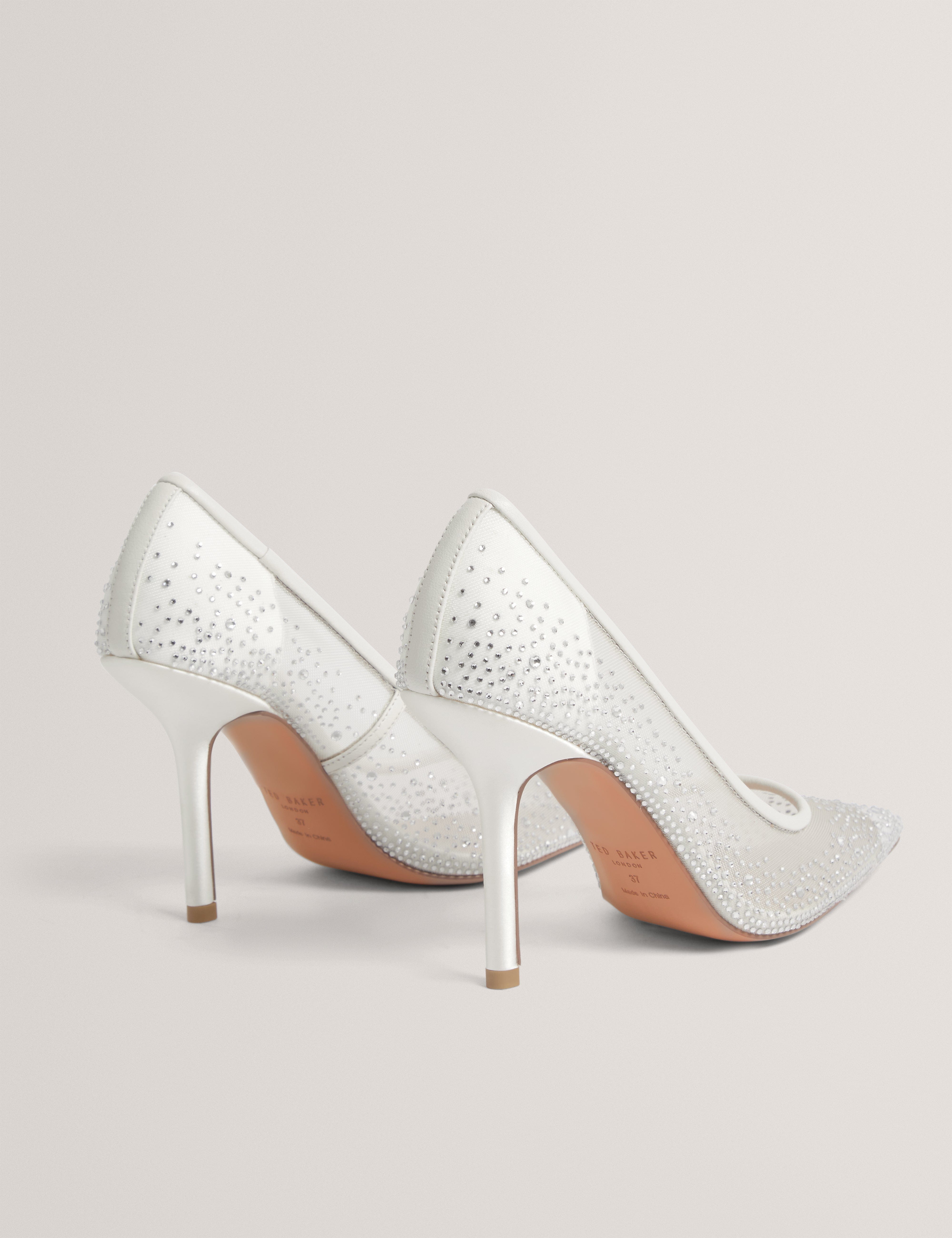 SHOE Criista Crystal Mesh Heel Shoe Ivory