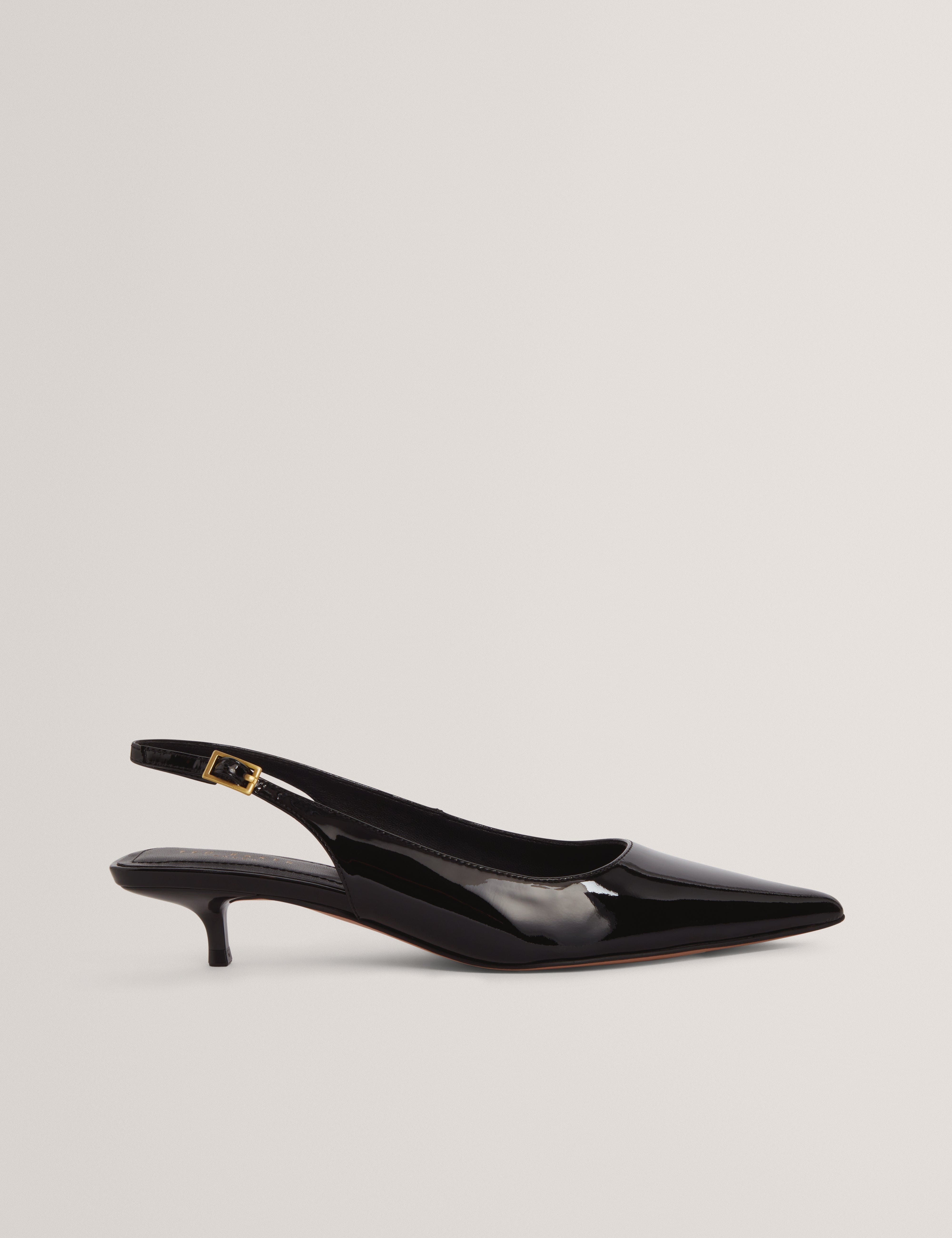 Back Kitiy Sling Back Kitten Heel Black