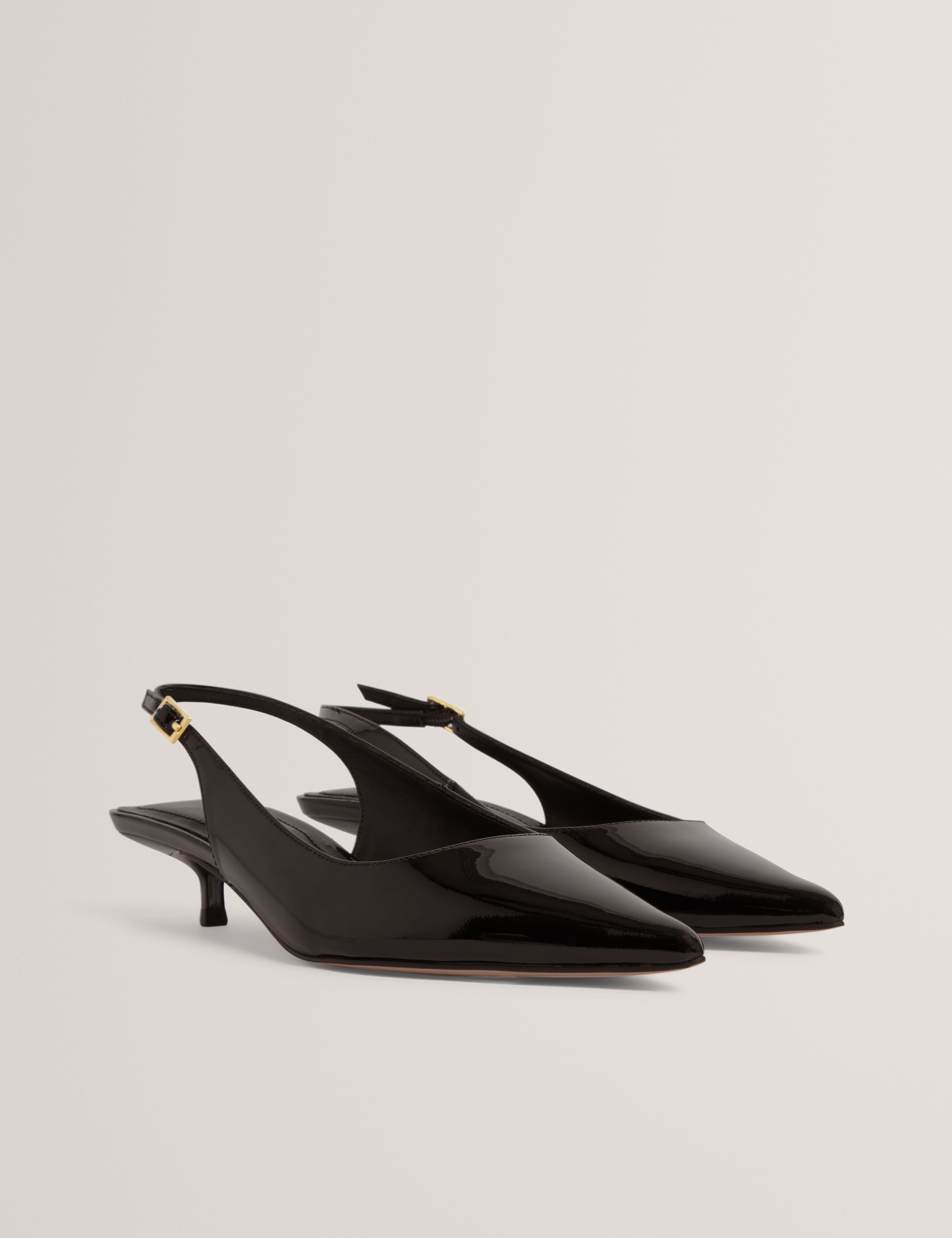 Back Kitiy Sling Back Kitten Heel Black