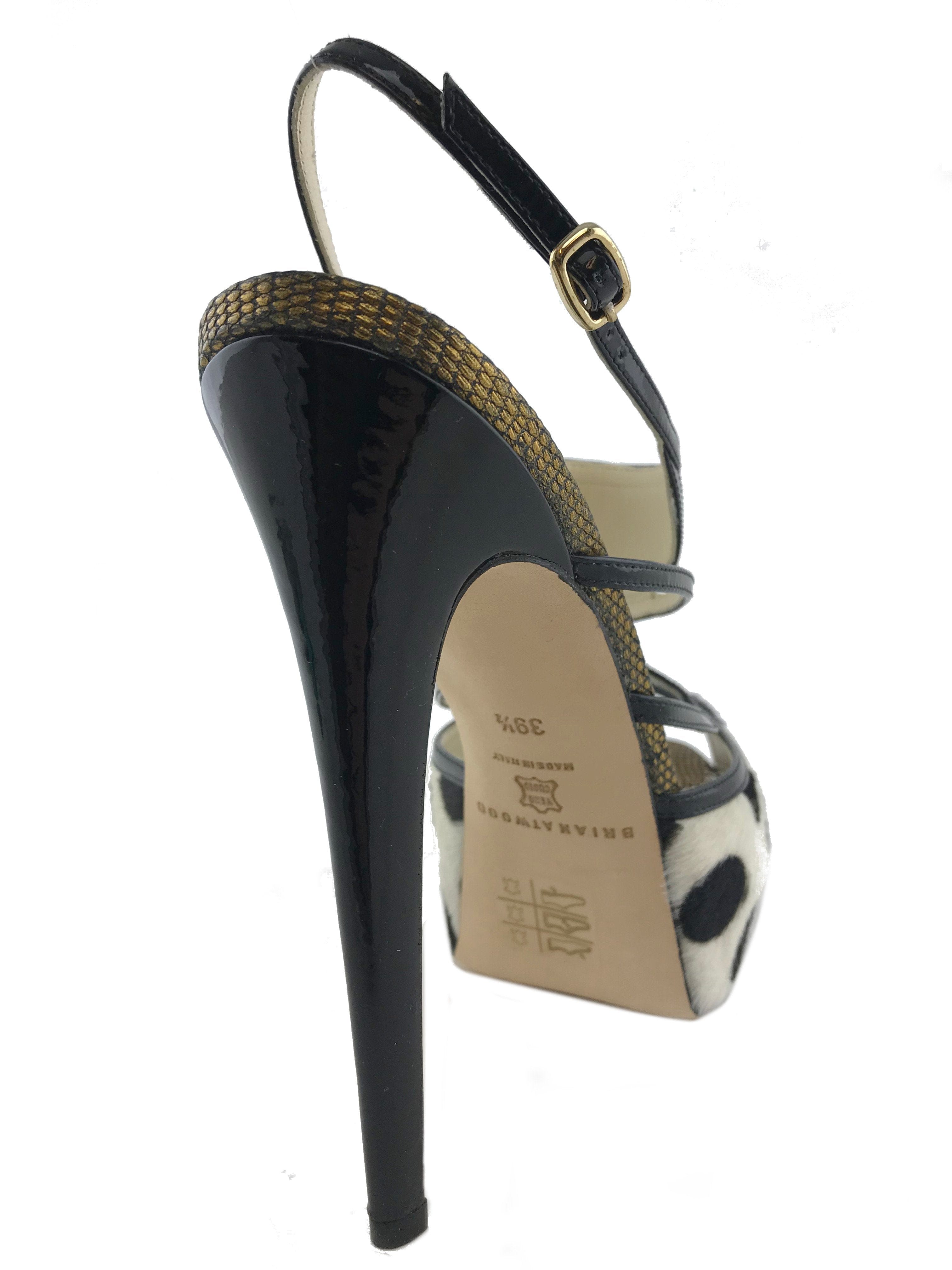 Brian Atwood Aura Polka - Dot Calf Hair Sandals Size 9.5