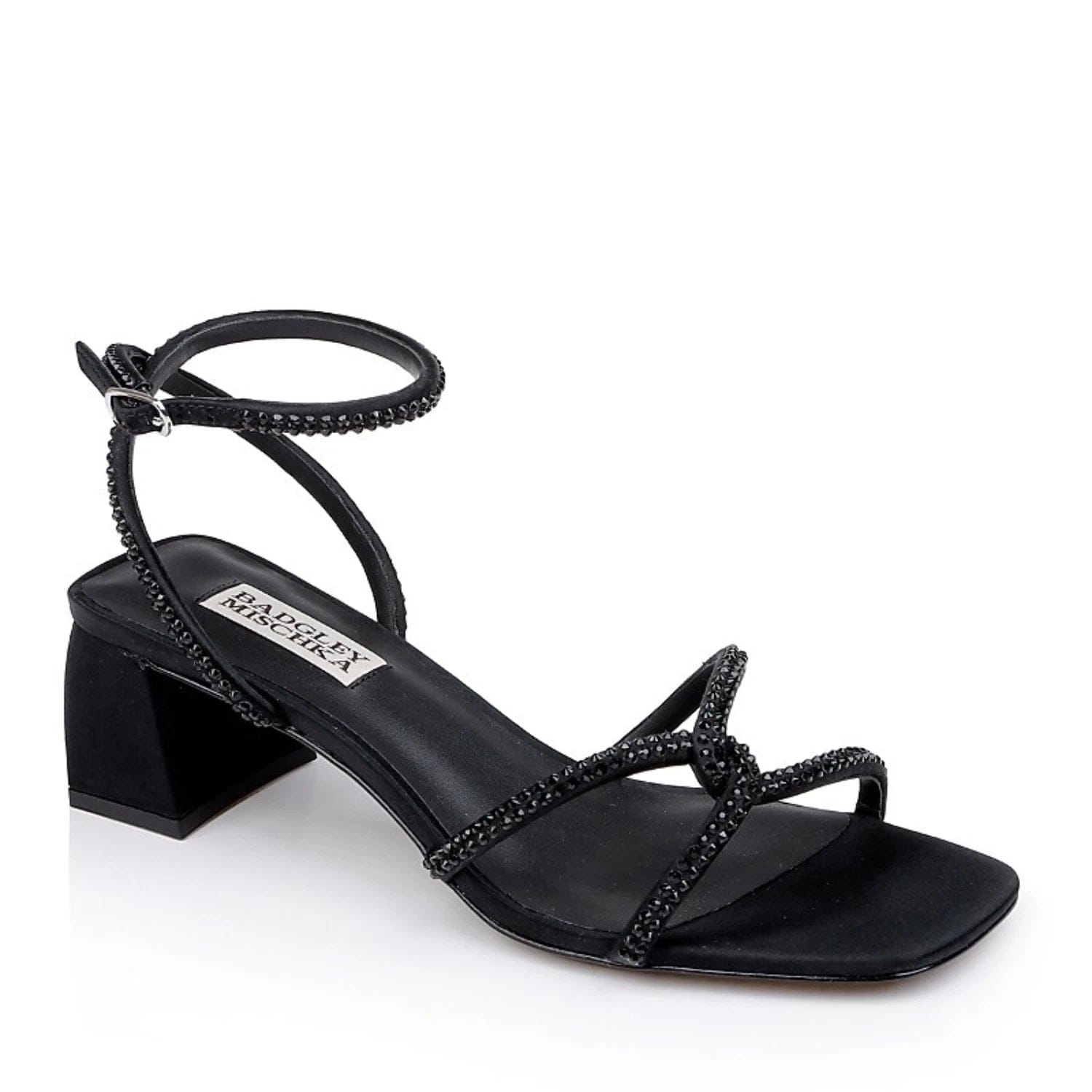Badgley Mischka Brisa Sandals Women's Black Ankle Strap Block Heel HAM621
