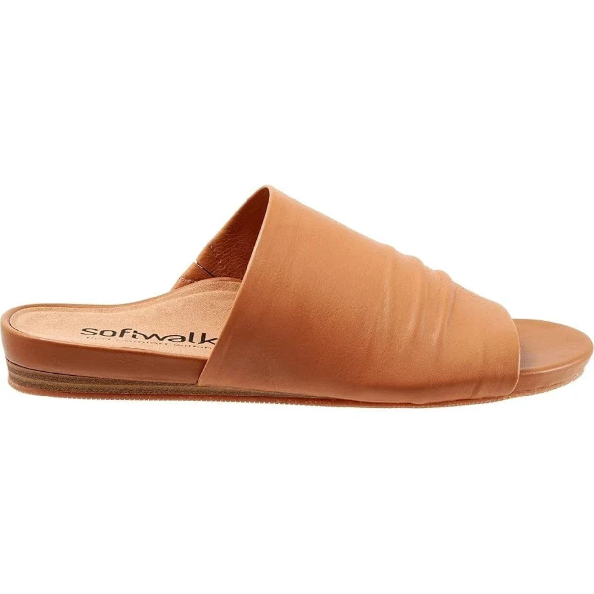 SLIP SoftWalk Camano Sandals Women's Narrow Tan Leather Slip On Slide RHS8491