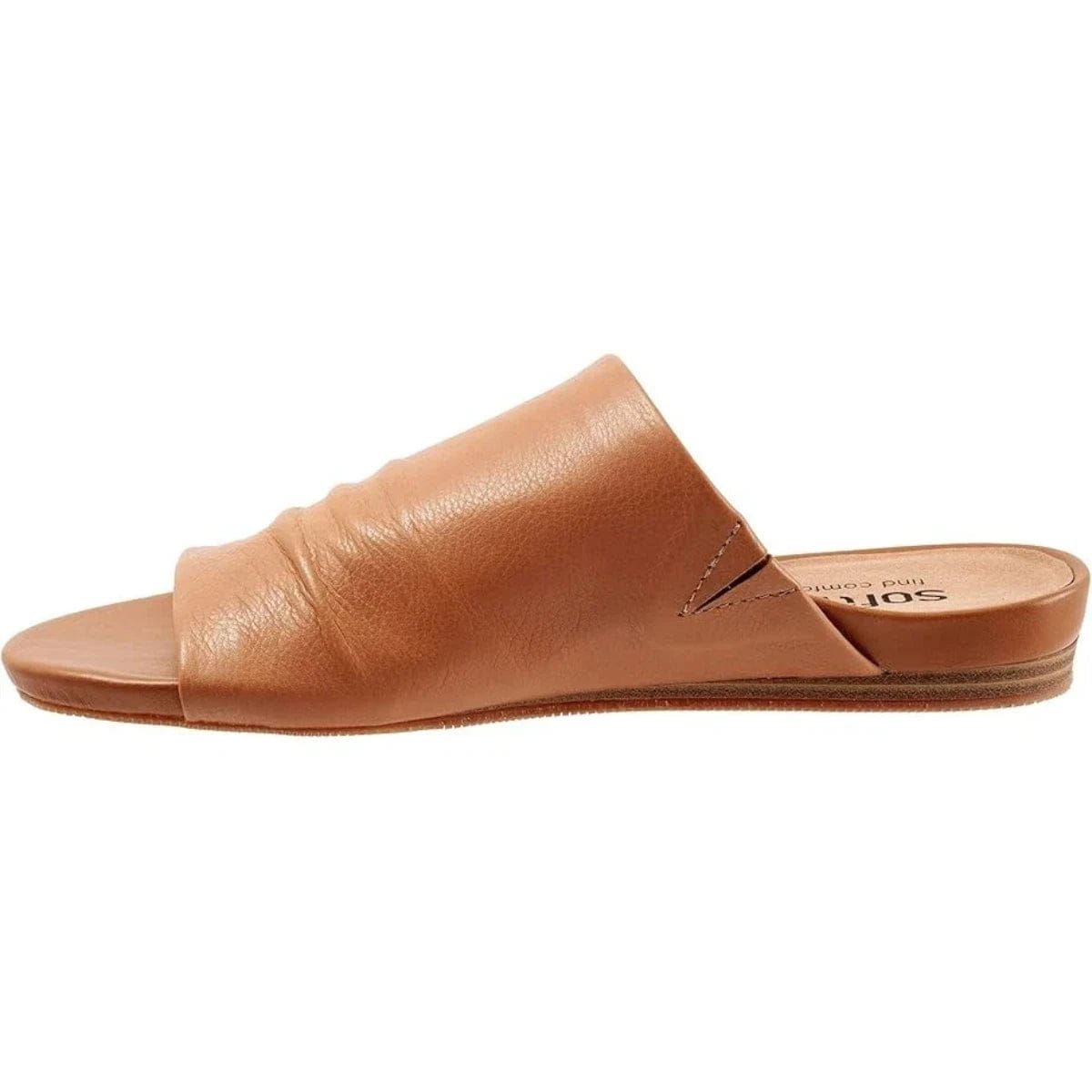 SLIP SoftWalk Camano Sandals Women's Narrow Tan Leather Slip On Slide RHS8491