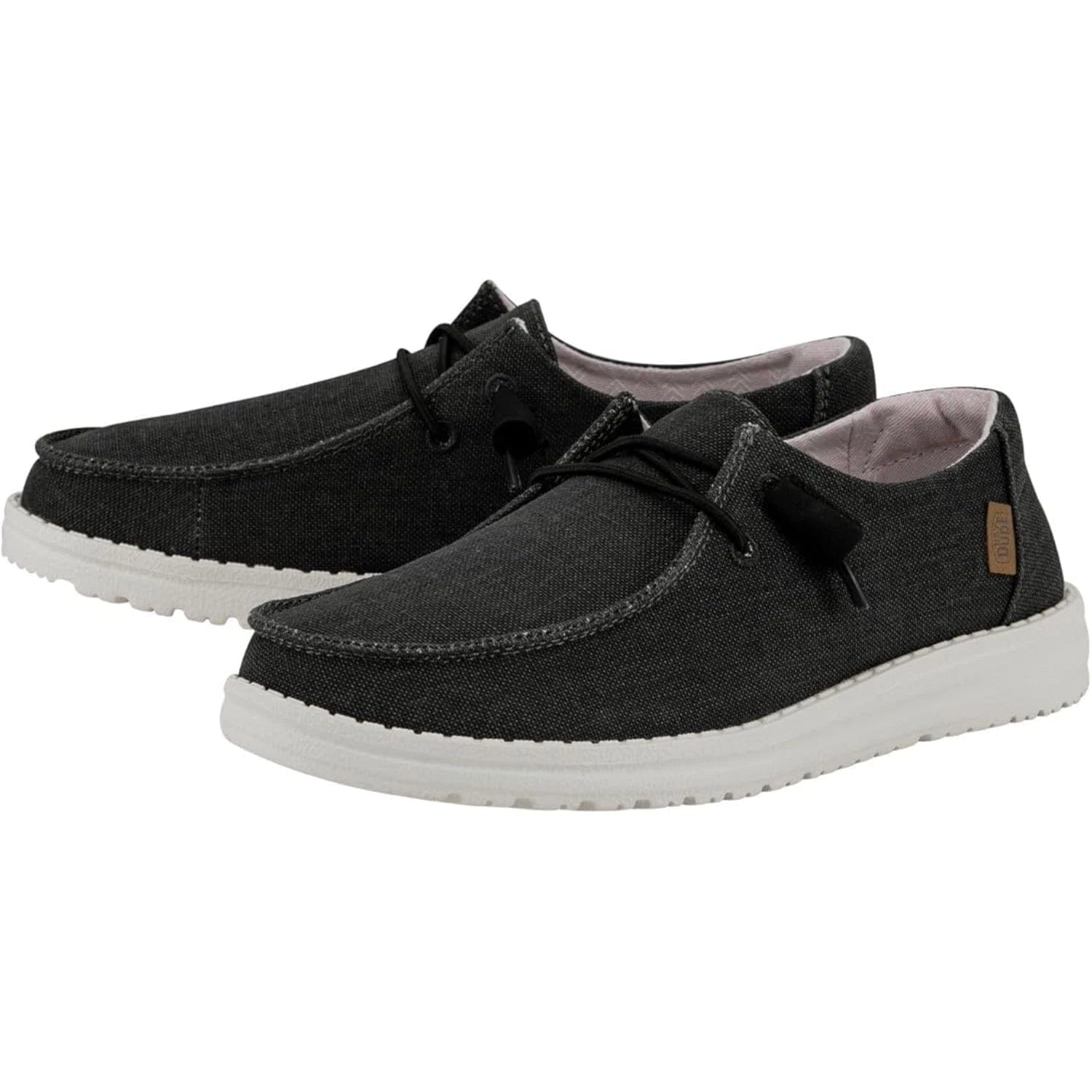 Hey Dude Wendy 40058 - 0XM Womens Black Chambray Moc Toe Casual Shoes RHS8794