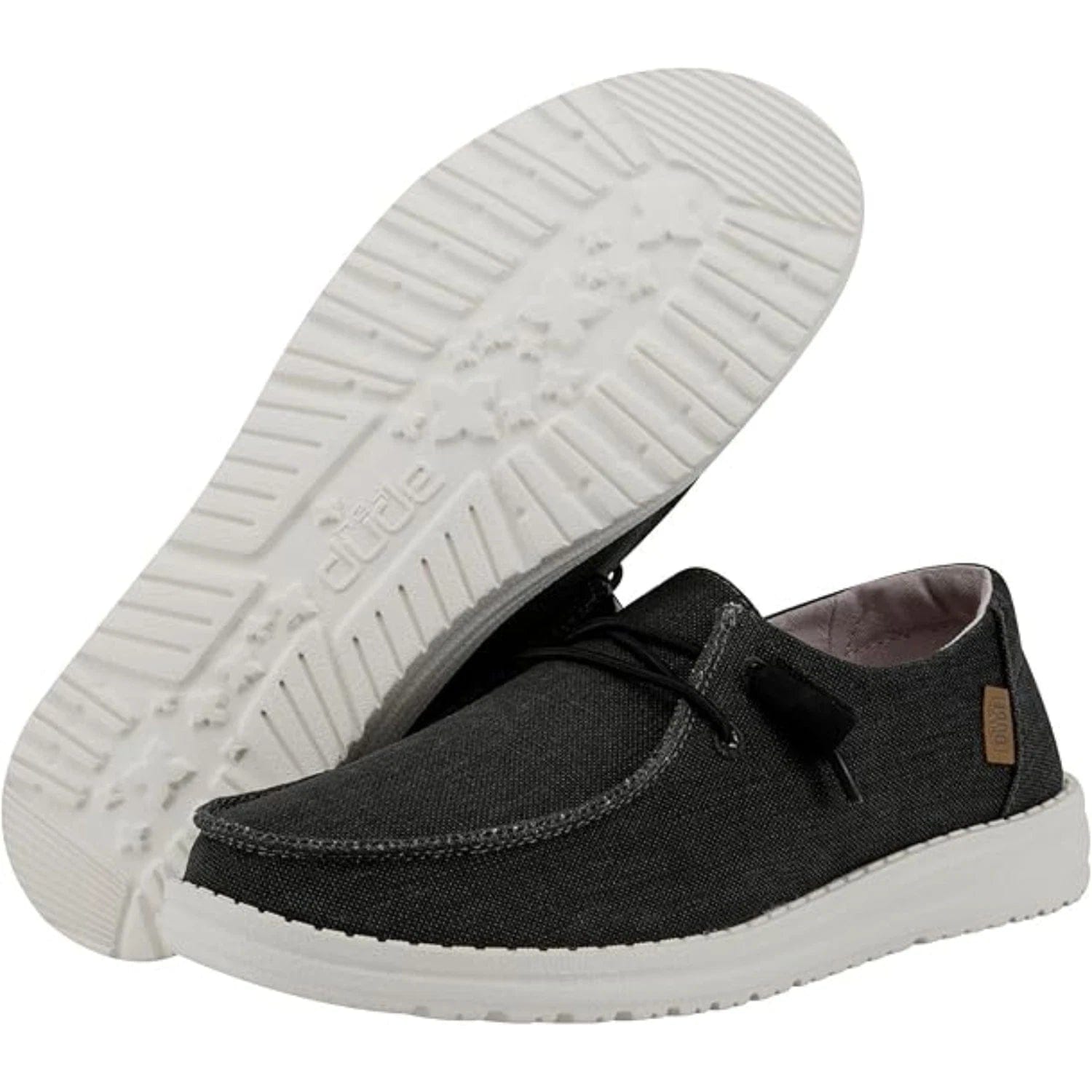Hey Dude Wendy 40058 - 0XM Womens Black Chambray Moc Toe Casual Shoes RHS8794
