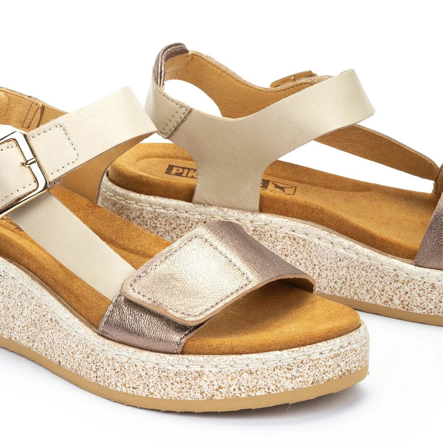 MARFIL Pikolinos Alzira W9D - 1527C1 Sandal Womens Marfil Leather Wedge ZOGG2960