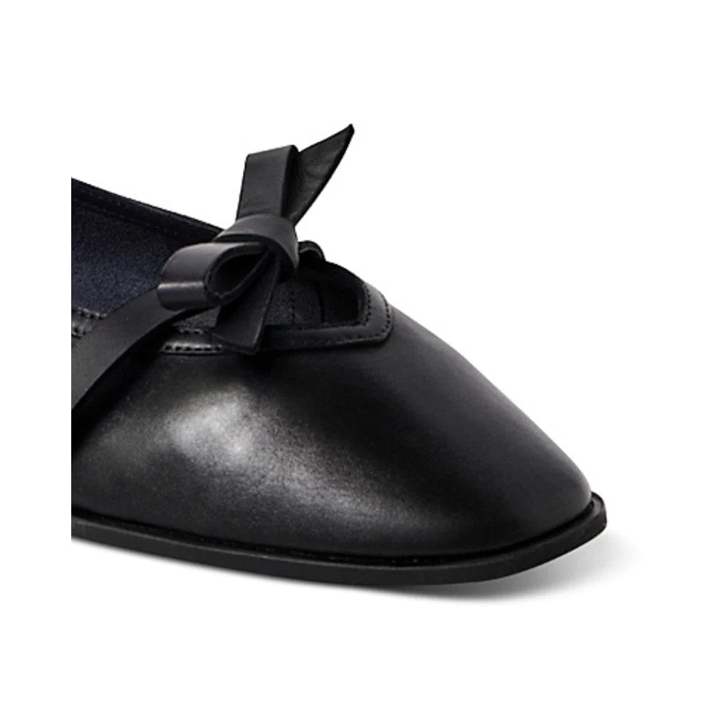 Free People Mania Bow Flats Womens Black Leather Slip On Ballet ZOGG2802