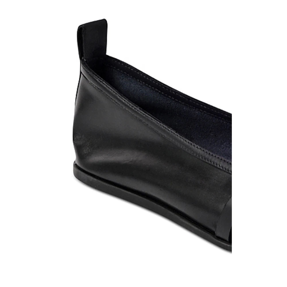 Free People Mania Bow Flats Womens Black Leather Slip On Ballet ZOGG2802