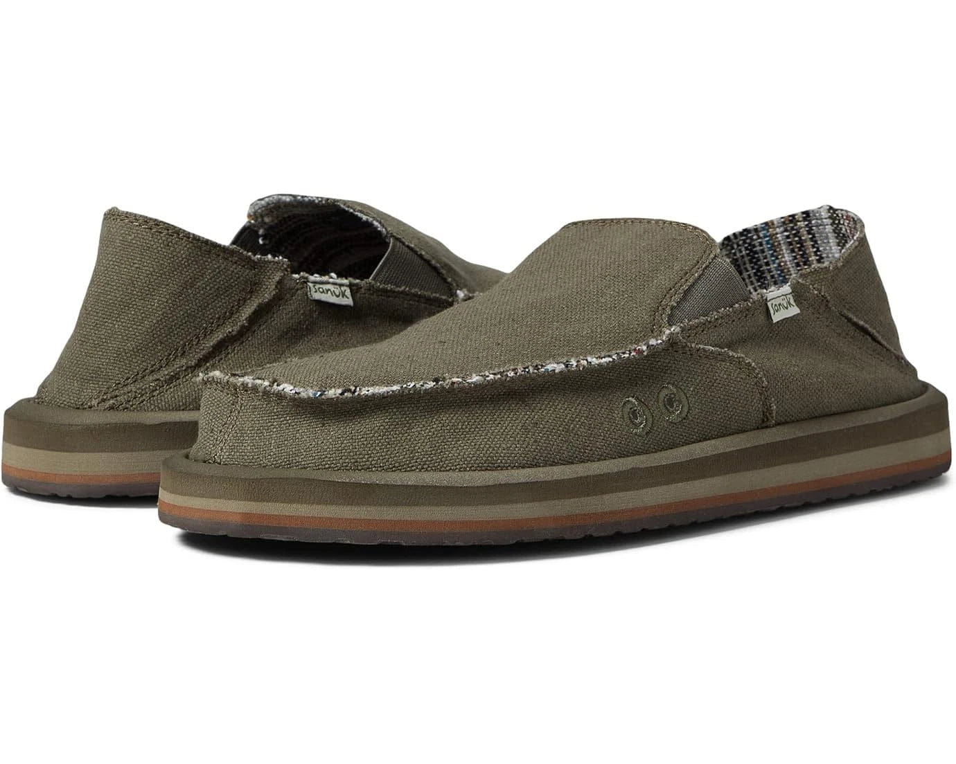 SLIP Sanuk Sidewalk Surfer 1117753 - ARM Men's Army Slip - On Casual Shoes RHS8553