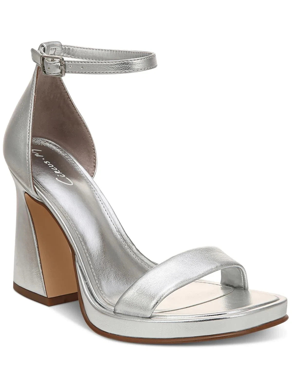 Sam Edelman Circus by Sam Edelman Holmes Sandals Womens Silver Ankle Strap Heel ZOGG2789