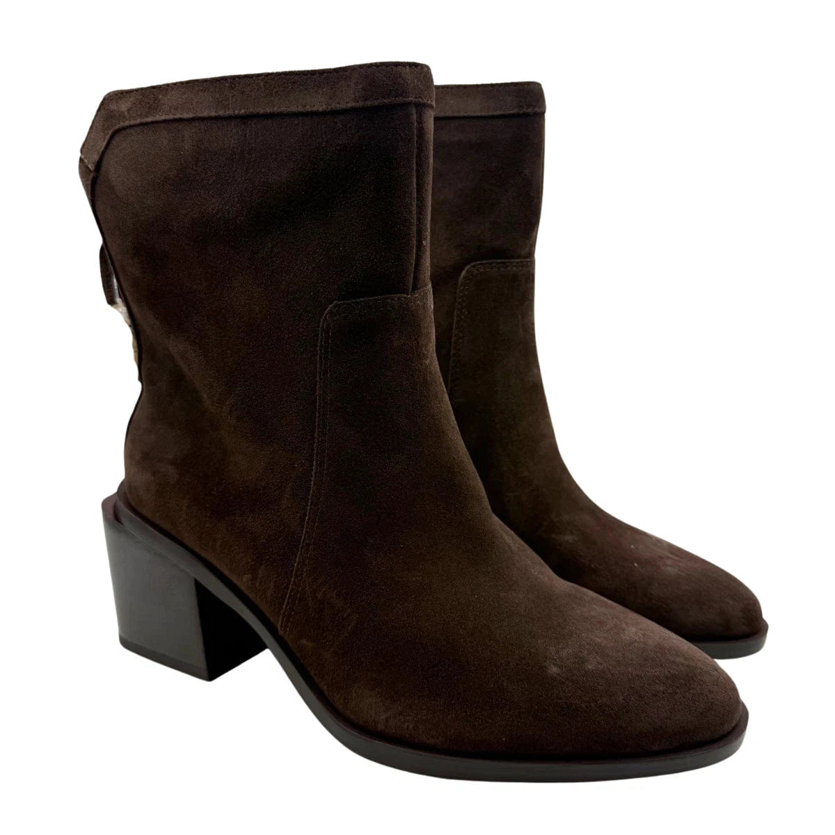 Vince Camuto Kortimy Boots WomensBrown Suede Block Heel Ankle Bootie HTAT1413