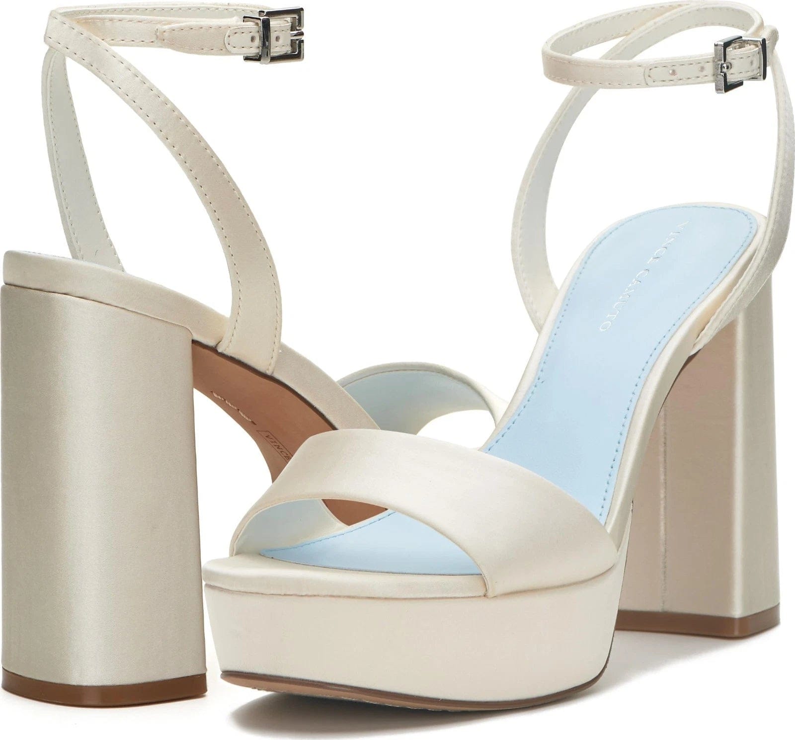 Vince Camuto Pendry Sandal Women's Milk Leather Ankle Strap Block Heel HAM706