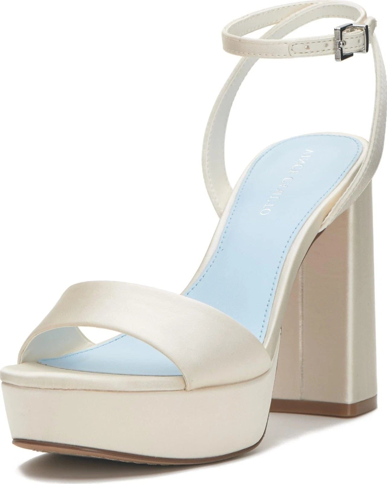 Vince Camuto Pendry Sandal Women's Milk Leather Ankle Strap Block Heel HAM706
