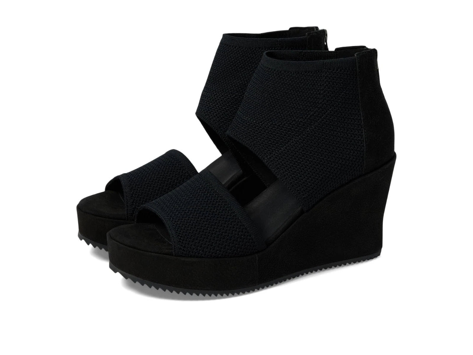 Eileen Fisher Leto Sandals Women's Black Platform Wedge Heel HTAT1605