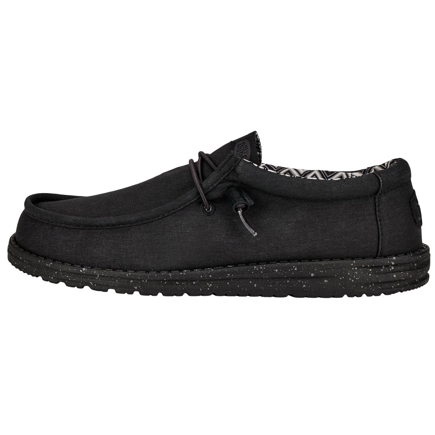 Hey Dude Wally 40700 - 060 MensBlack Canvas Slip - On Moc Toe Casual Shoes LIQ958