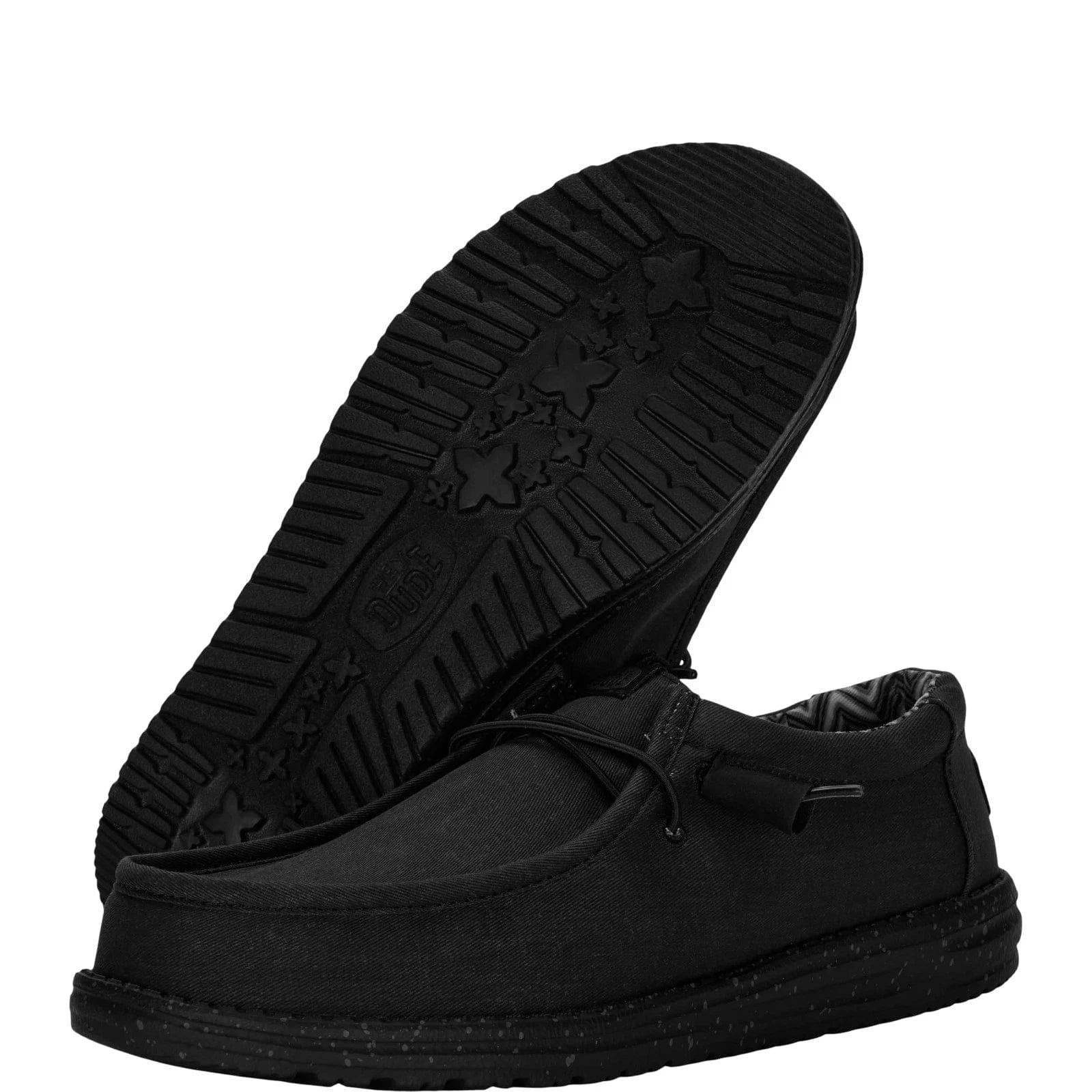 Hey Dude Wally 40700 - 060 MensBlack Canvas Slip - On Moc Toe Casual Shoes LIQ958