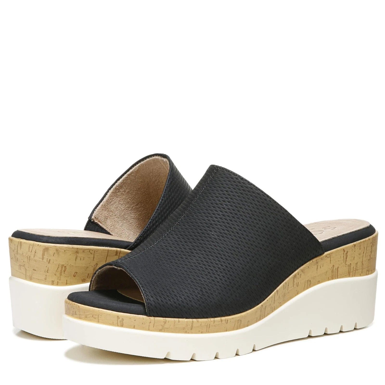 NATURALIZER Soul Naturalizer Goodtimes Sandals Women Black Slip On Wedge Heel HTAT1611