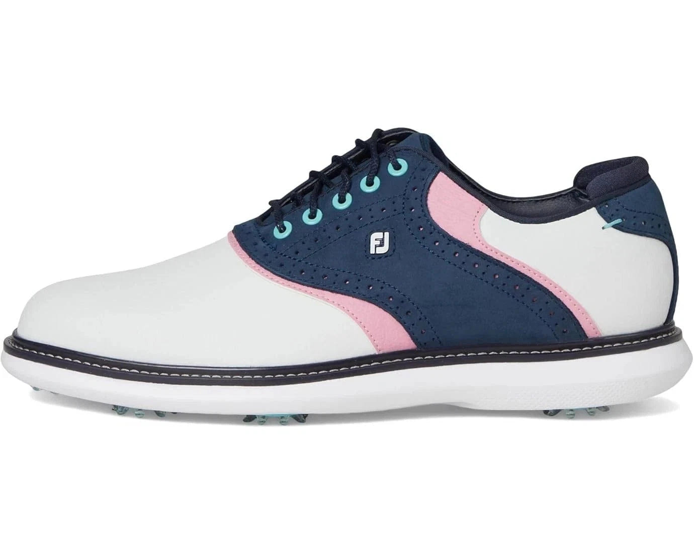 WHITE* FootJoy New Wave Traditions 57959 Men's White Blue Spiked Golf Shoes HAM733