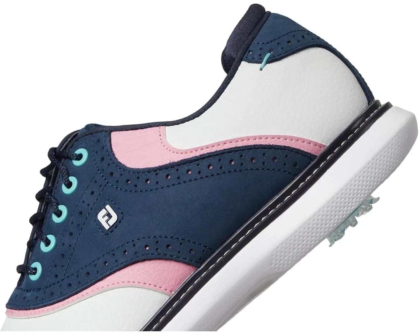 WHITE* FootJoy New Wave Traditions 57959 Men's White Blue Spiked Golf Shoes HAM733