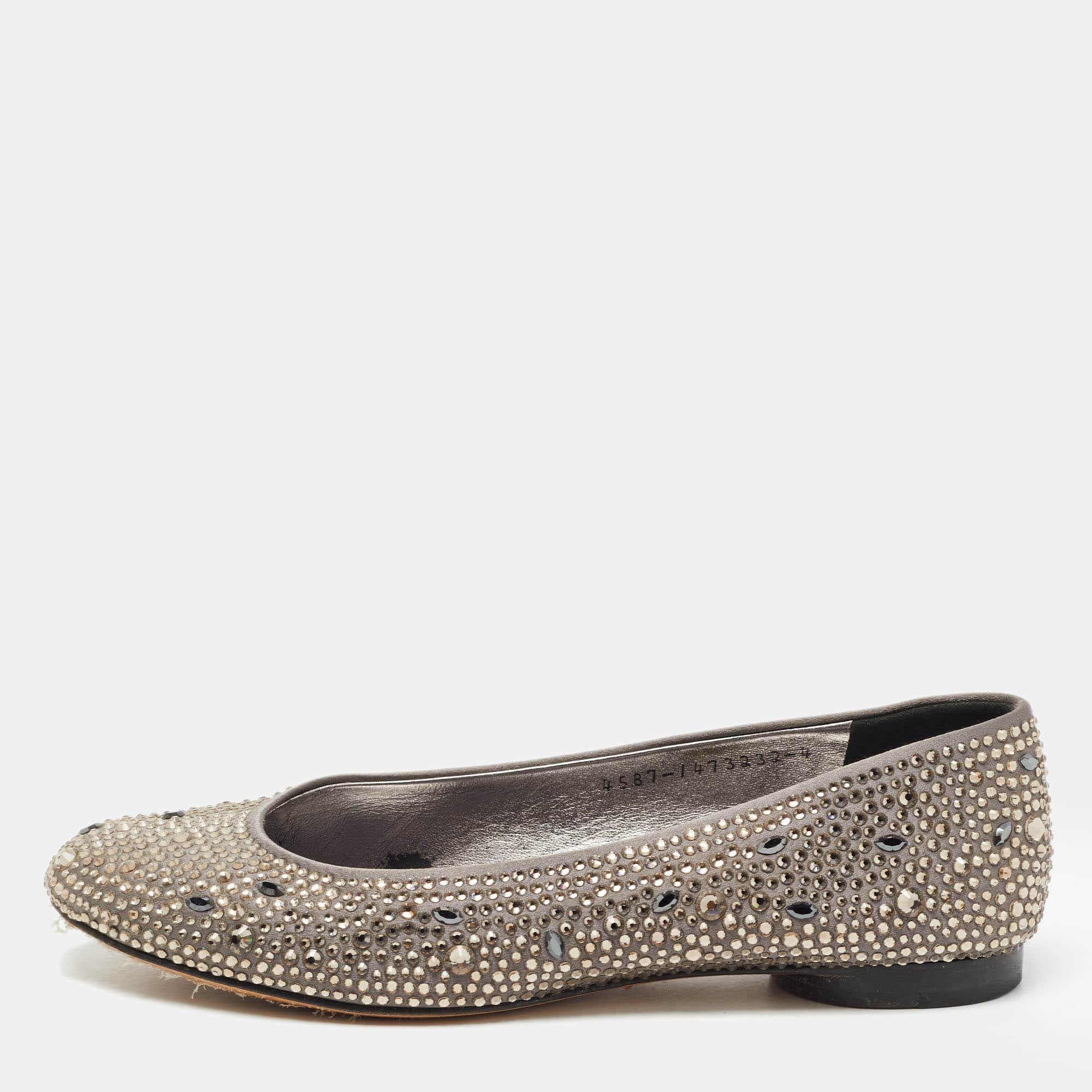 Gina Grey Crystal Embellished Satin Ballet Flats