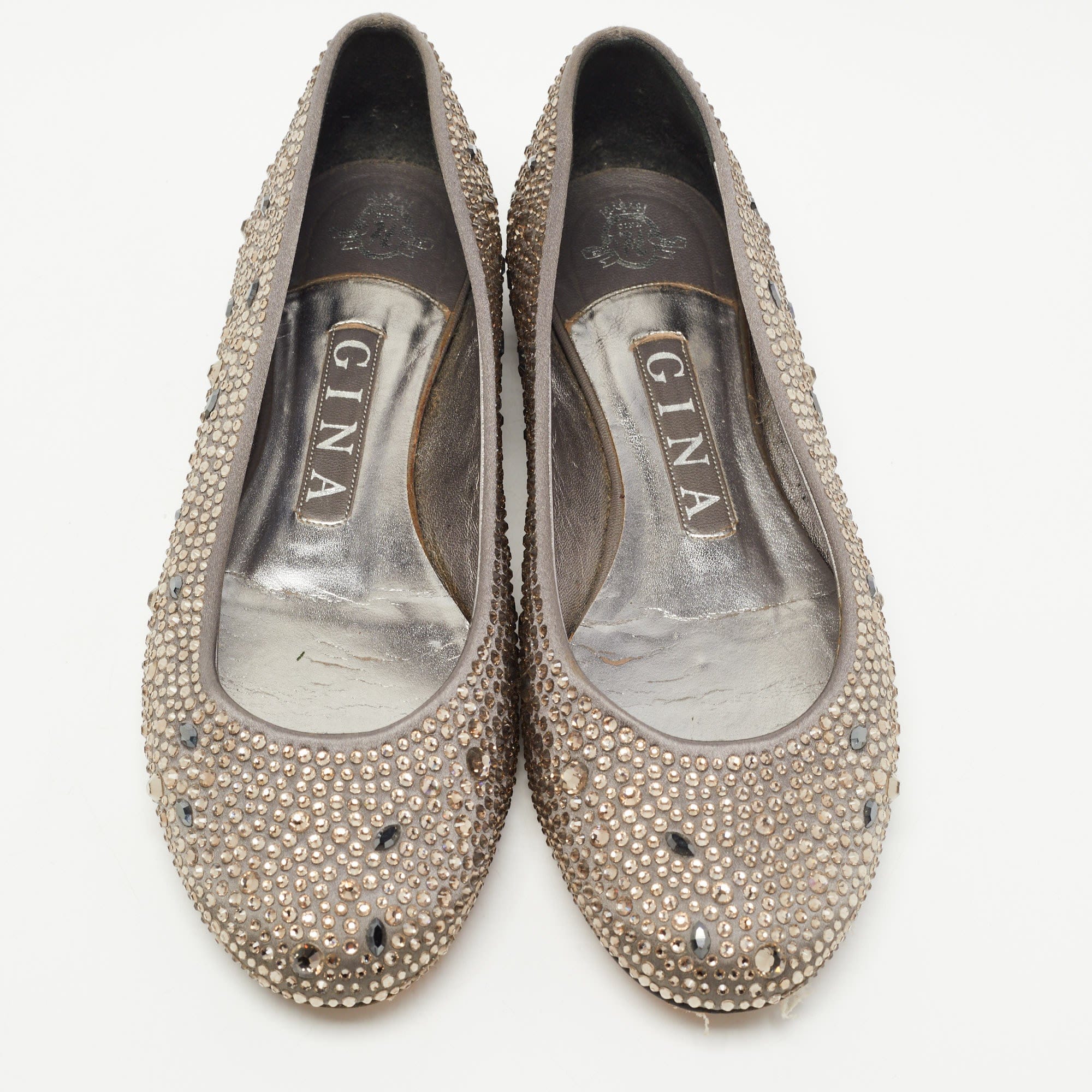 Gina Grey Crystal Embellished Satin Ballet Flats