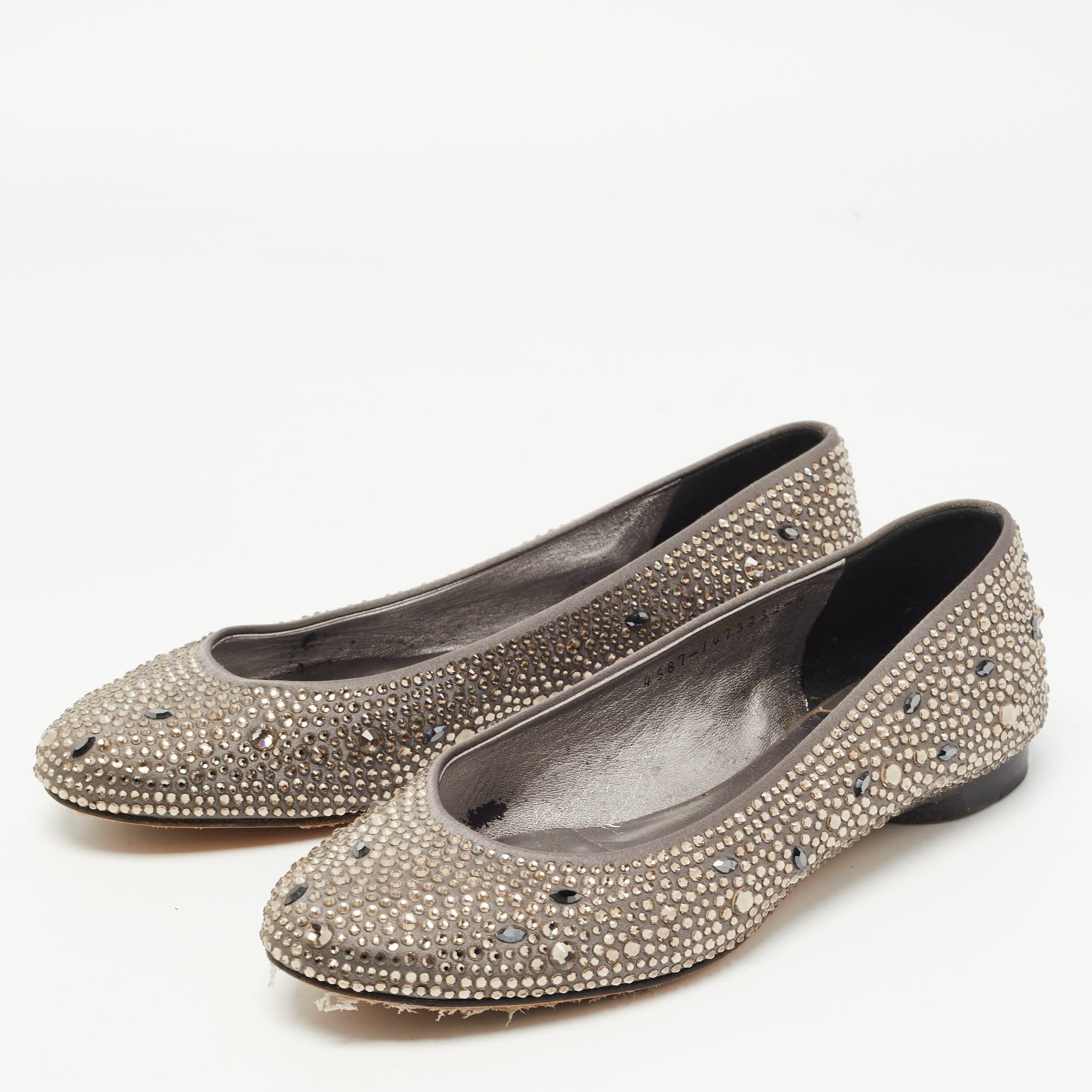 Gina Grey Crystal Embellished Satin Ballet Flats