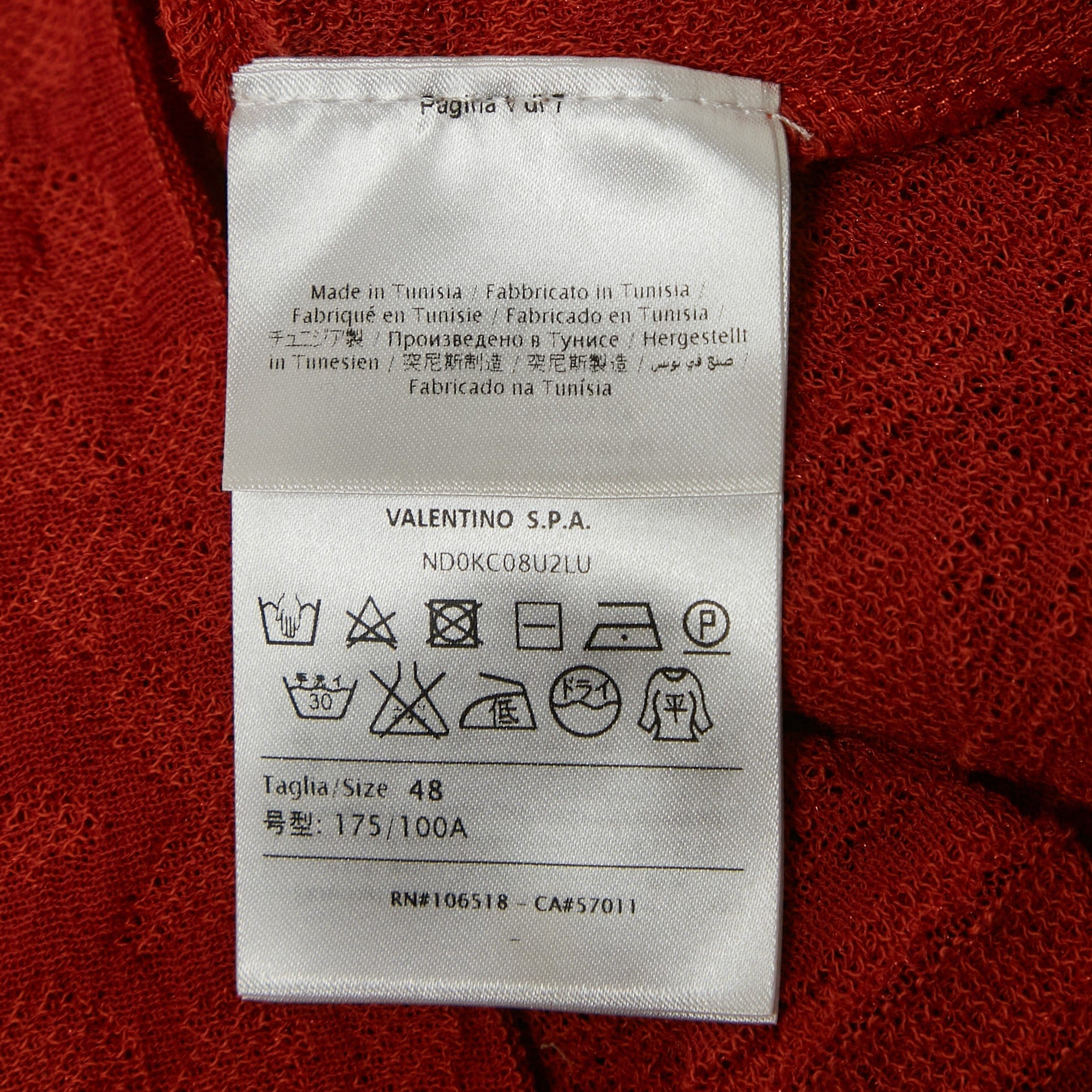 M Missoni Burnt Orange Floral Knit Long Sleeve Top